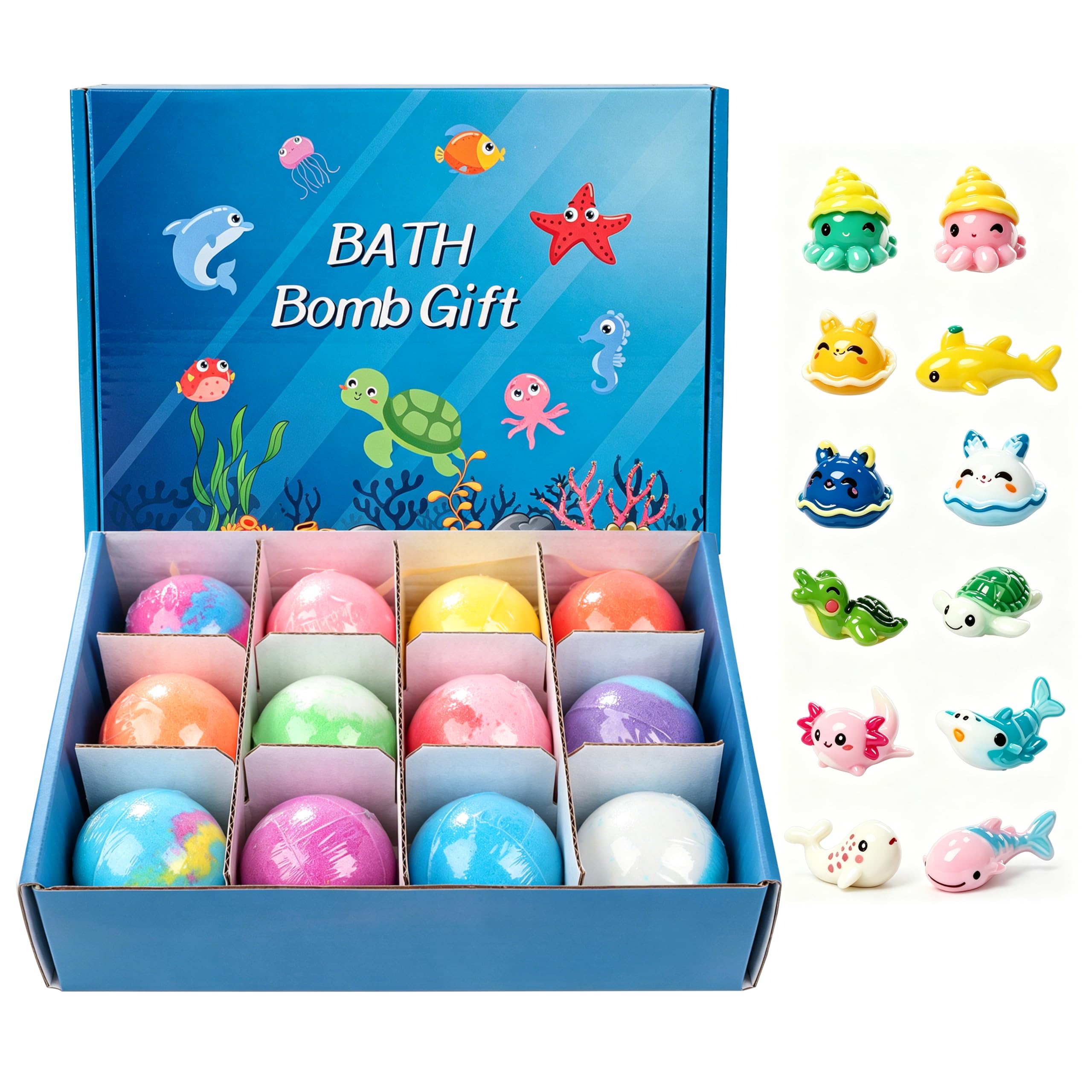 12 bombas de baño para niños con sorpresa, con sorpresa, aditivo de baño orgánico para niños, regalo para niños, regalo para cumpleaños, Pascua, niños y niñas