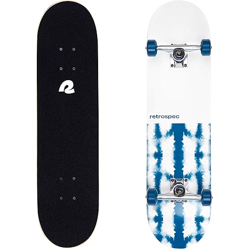 Retrospec Alameda Skateboard Complete | Canadian Maple Wood Deck w/ 5.5 Inch Aluminum Alloy Trucks for Commuting, Cruising, Carving & Downhill Riding