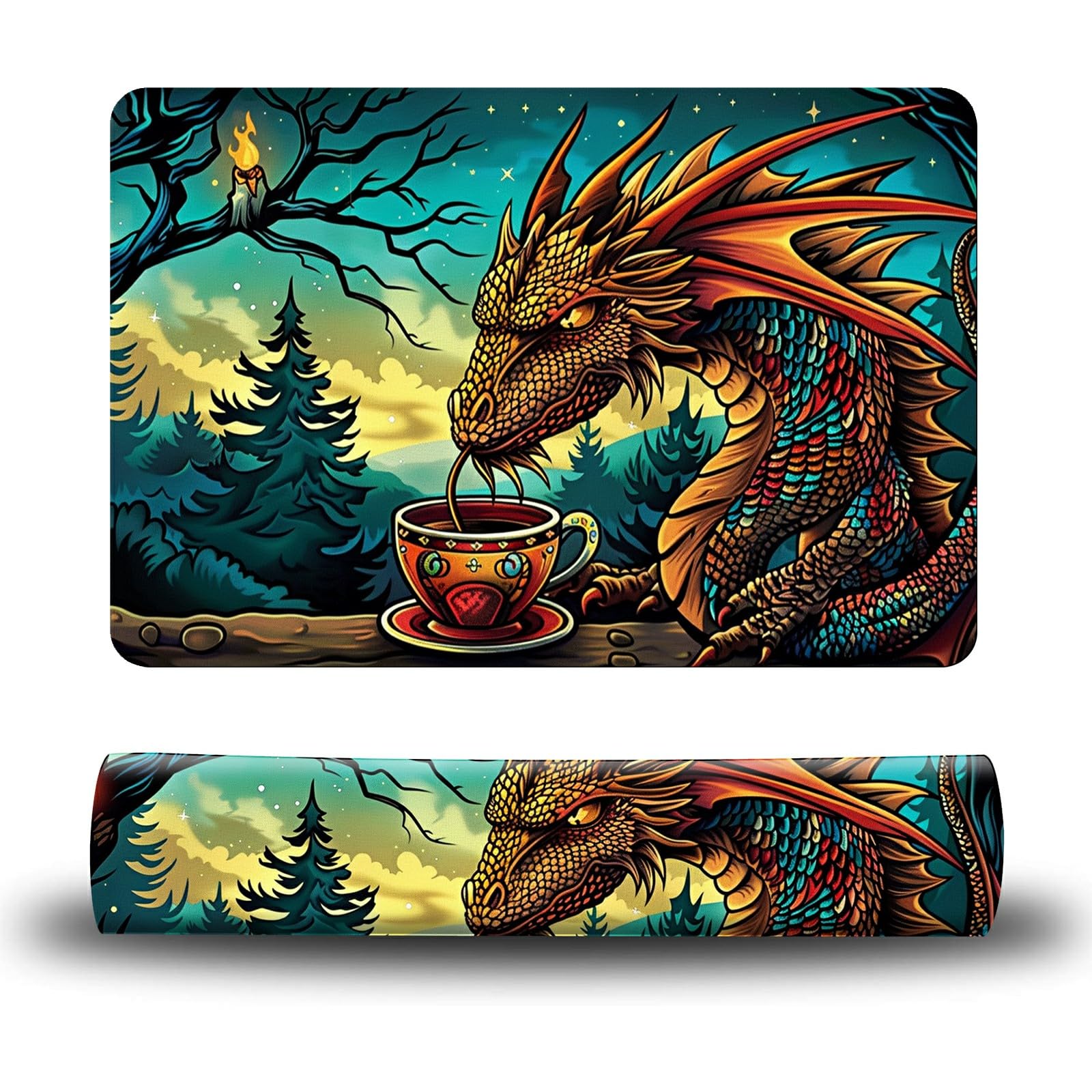 Dikoer Dog Food Mat, 15.7" x 23.6" Absorbent Pet Feeding Mat for Food and Water, Waterproof Diatom Mud Pet Placemat with Non-Slip Rubber Backing, Easy Clean Cat Bowl Mat for Floors - Baby Dinosaur — image 1