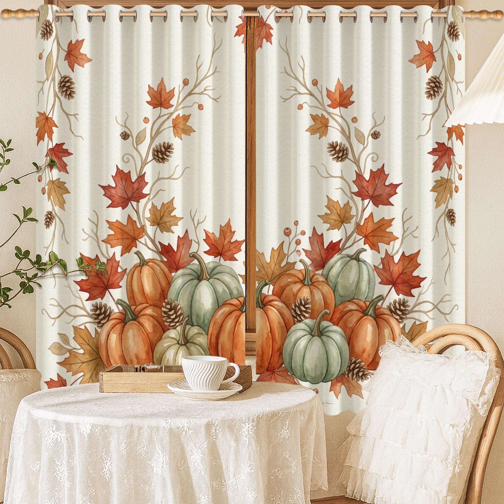 Rideaux occultants haut de gamme au style rustique d'automne avec isolation thermique