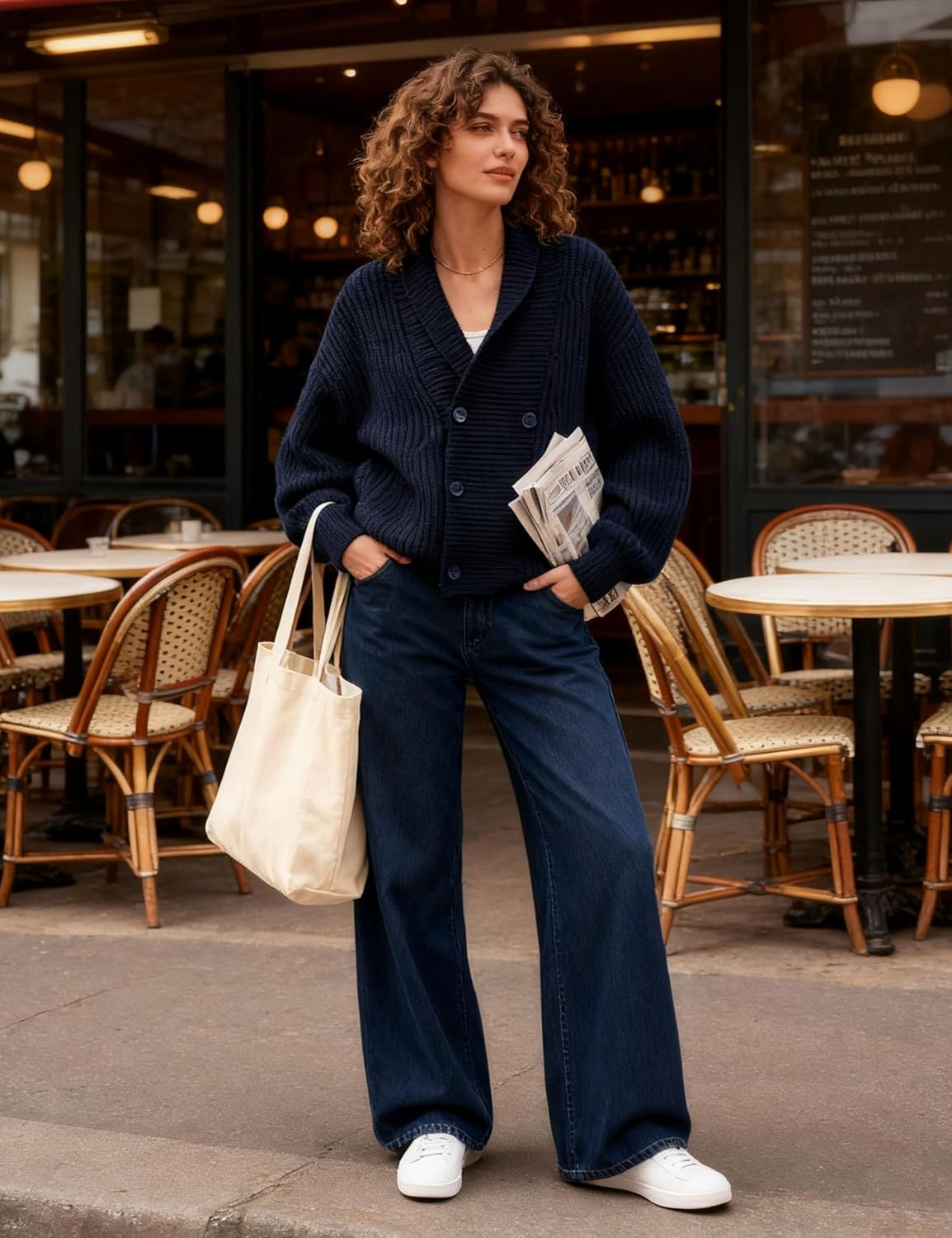 Xiaoxuemeng Womens Knitted Cardigan Sweater Button Down Shawl Collar Cardigan Jackets Chunky Ribbed Knit Sweater Top - Image 5