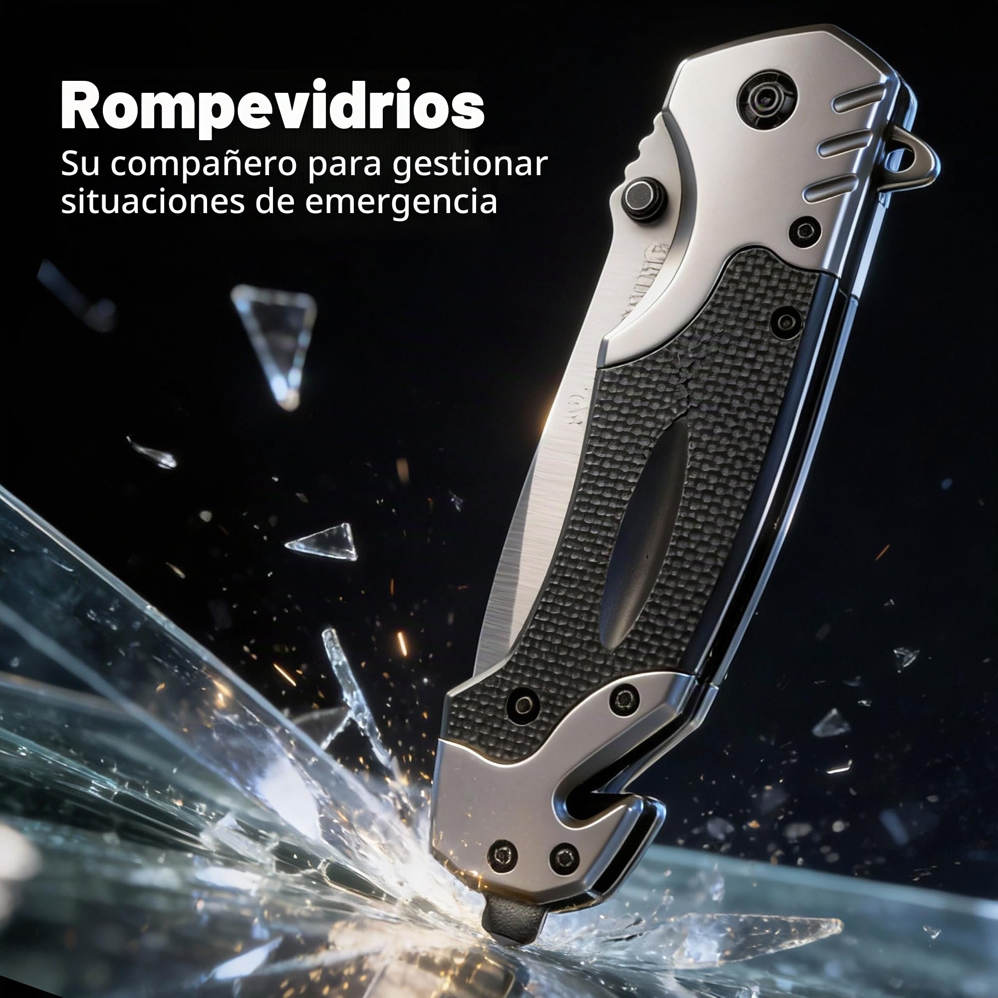 Navaja plegable, longitud total 22,5 cm - Navaja afilada para actividades al aire libre y supervivencia con hoja de acero inoxidable de 10 cm. Incluye clip para cinturón y funda.