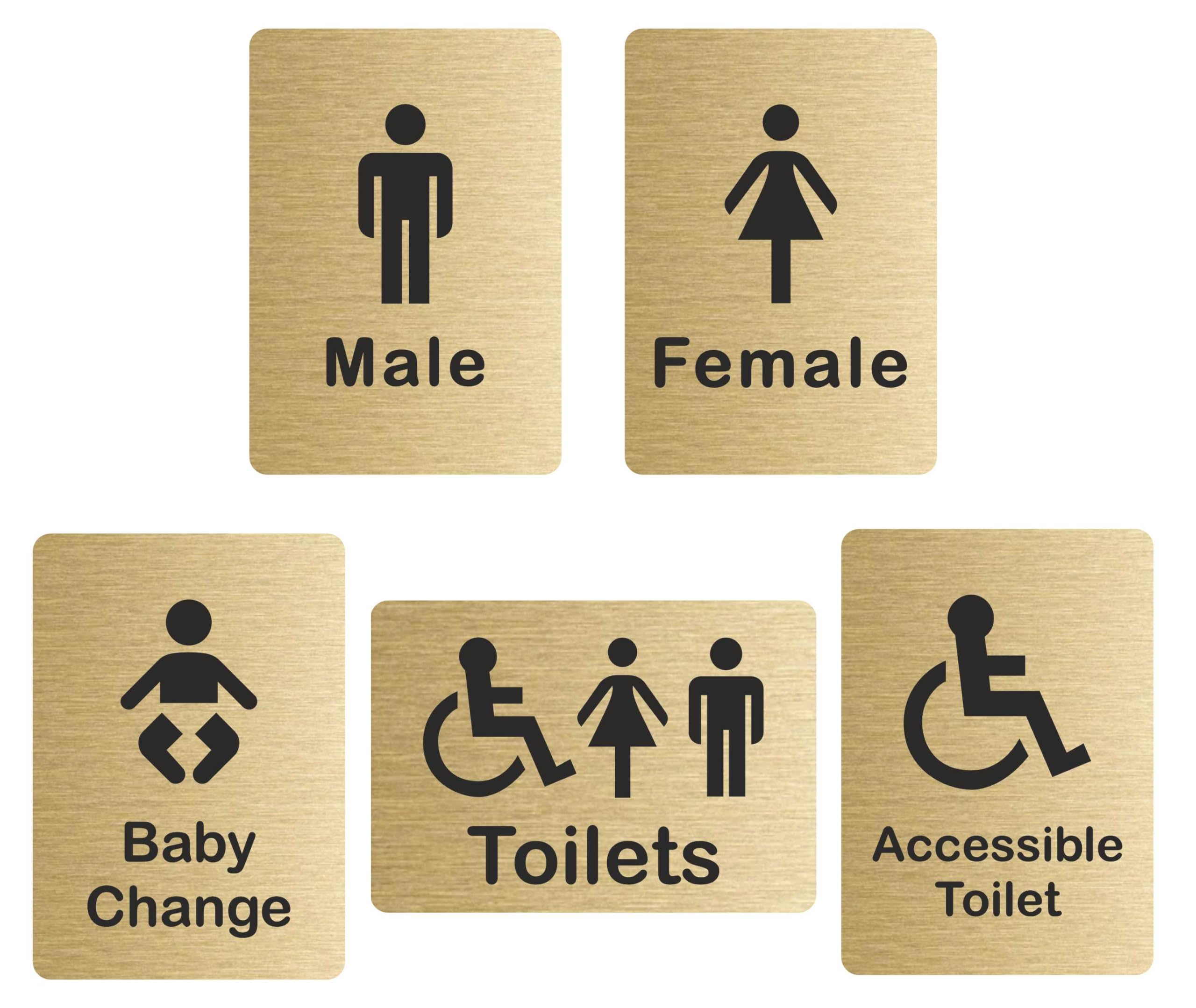 Customcard Ltd Set of 5 Aluminium Signs: Toilets, Male, Female, Accessible, Baby Chang sign-high quality