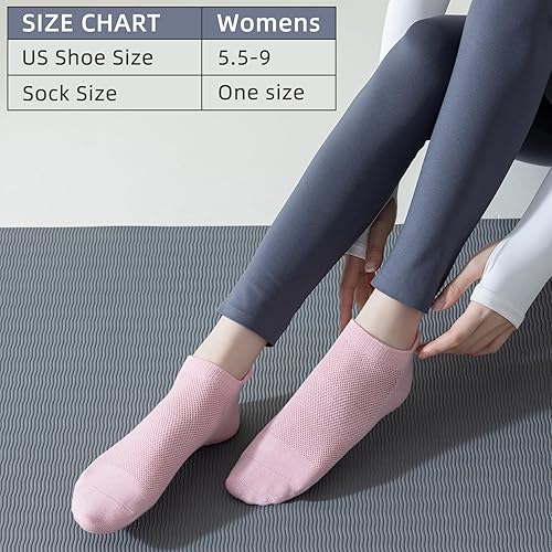 Vista 4 de welus Calcetines de pilates con empuñaduras para mujer, calcetines antideslizantes para yoga, barre atlética, calcetines de ballet descalzos