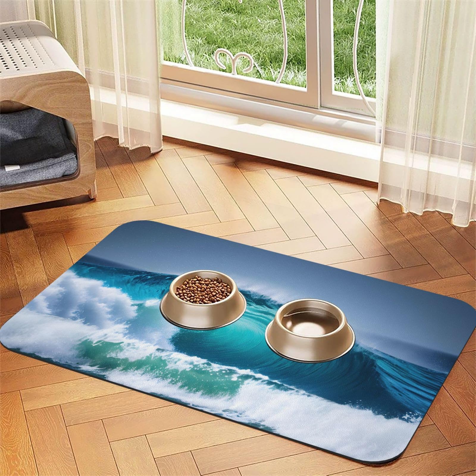 Tapis d'alimentation vagues de l'océan pour les repas de vos chats