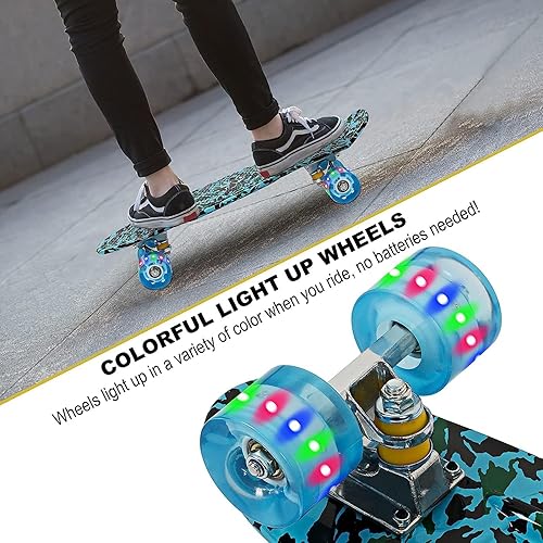Miniatura 2 de SISIGAD Patinetas pequeñas Cruiser para niños pequeños con ruedas coloridas con luz LED para principiantes, patinetas de 22 pulgadas, el mejor