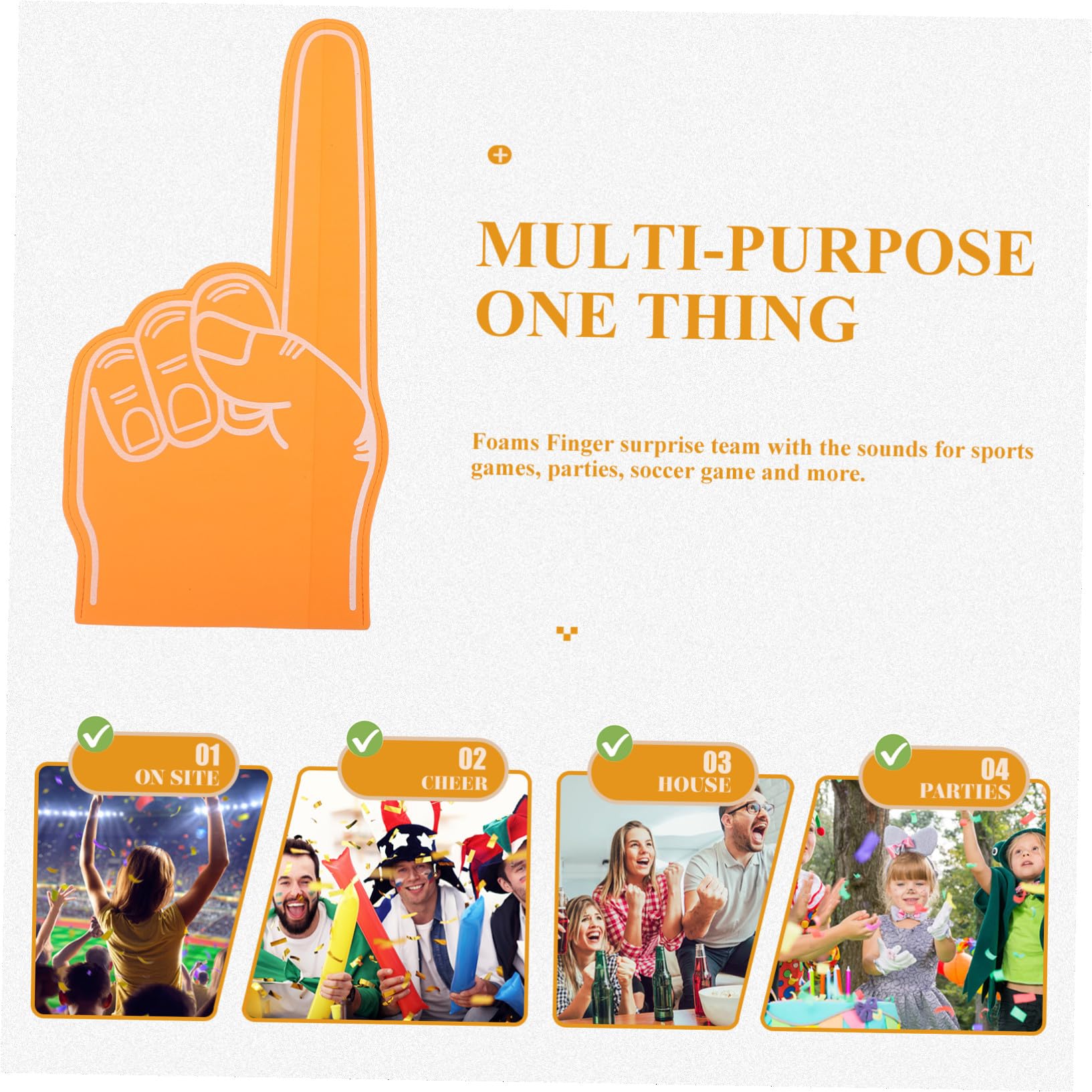 TOYANDONA 3 Pezzi Dita in Schiuma per Cheerleading Arancioni, Accessori per Sostenitori Sportivi, Gadget Leggeri per Feste di Calcio e Basket, Supporto per Eventi e Spirito di Squadra
