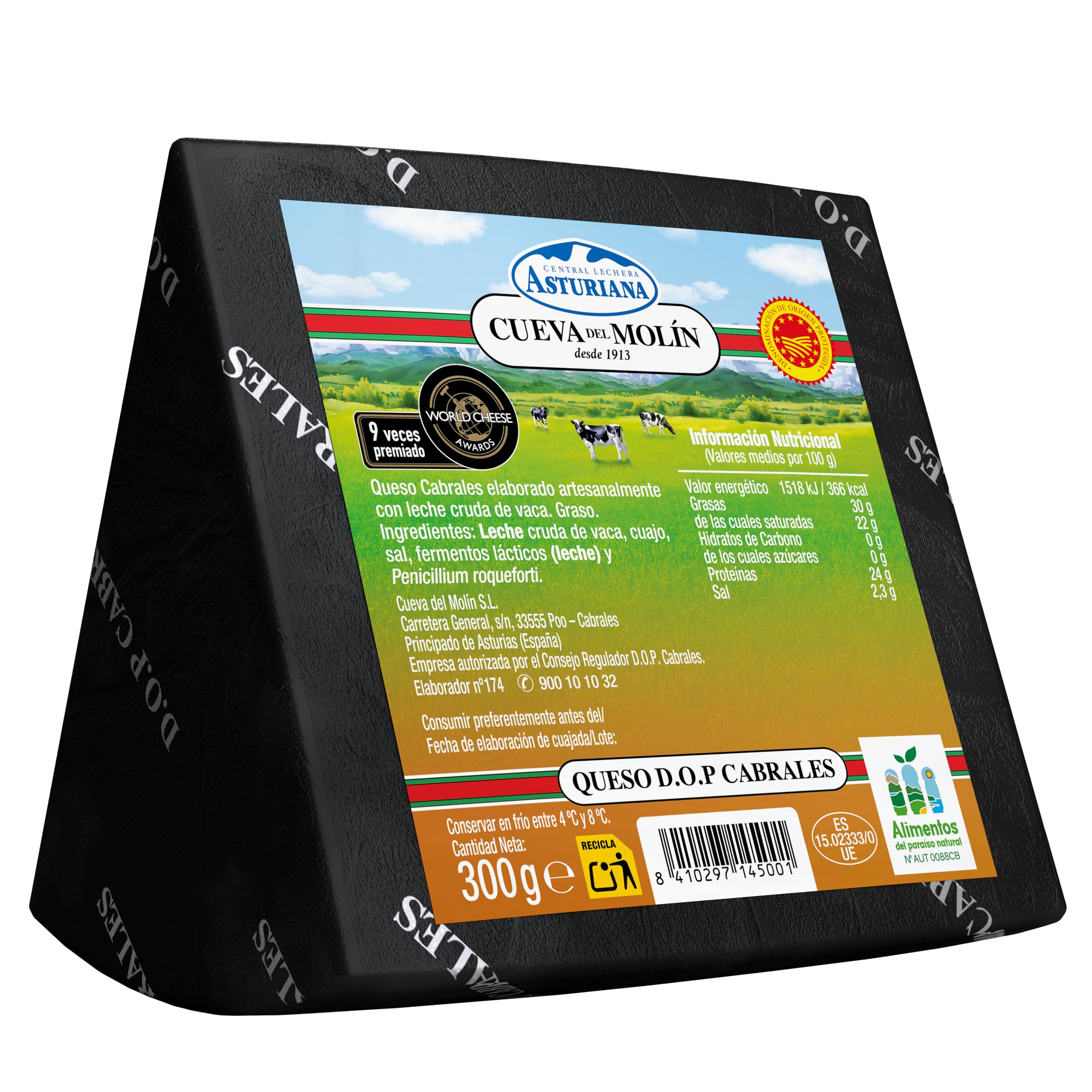 Queso D.O.P Cabrales Cueva del Molín Central Lechera Asturiana 300g