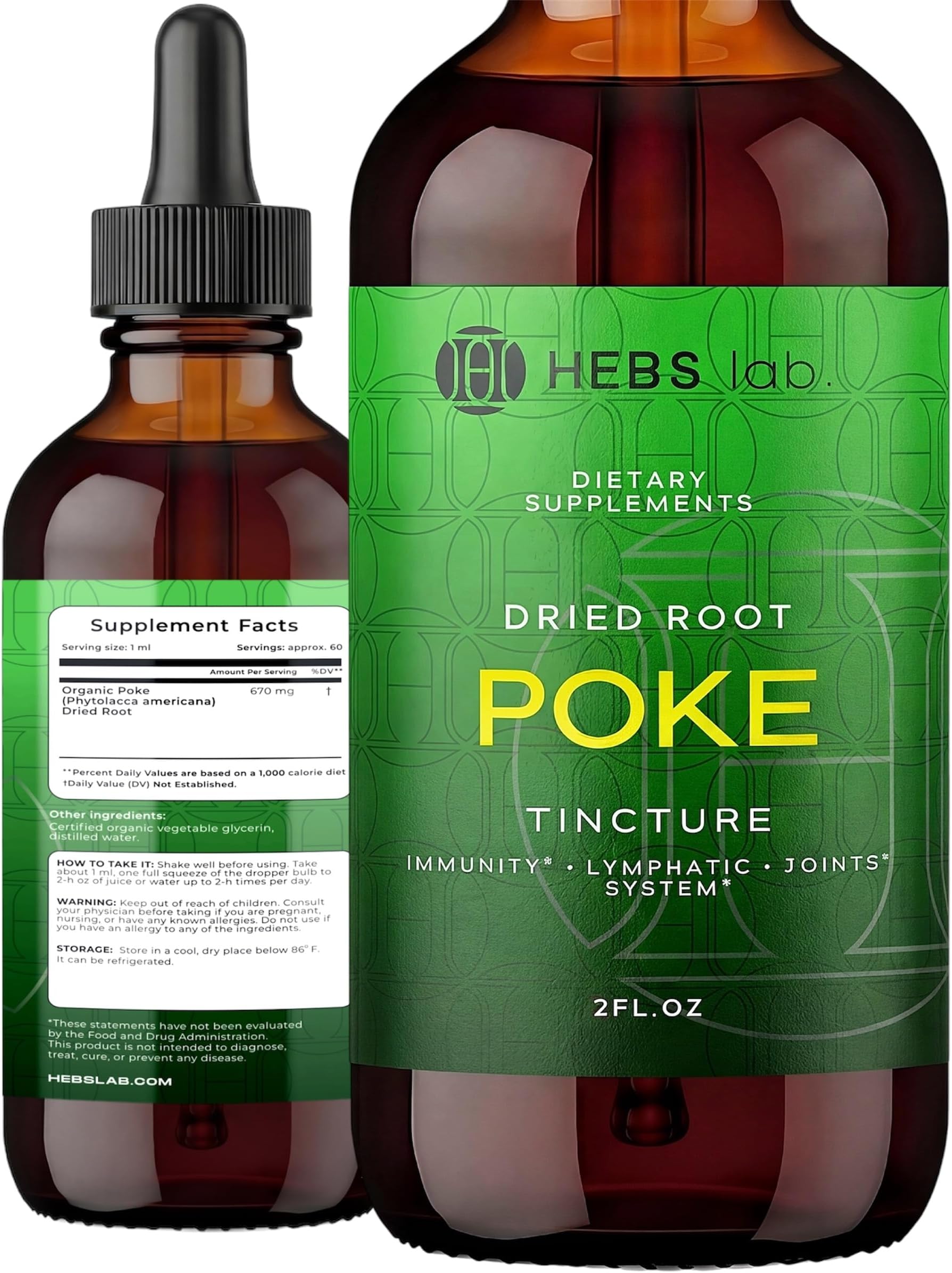 Poke Root Extract – Pure Lymphatic Drainage Drops - Immune Support Supplements & Detox Formula - Muscle Relaxer & Support for Athletes - Made in the USA - 2 oz
