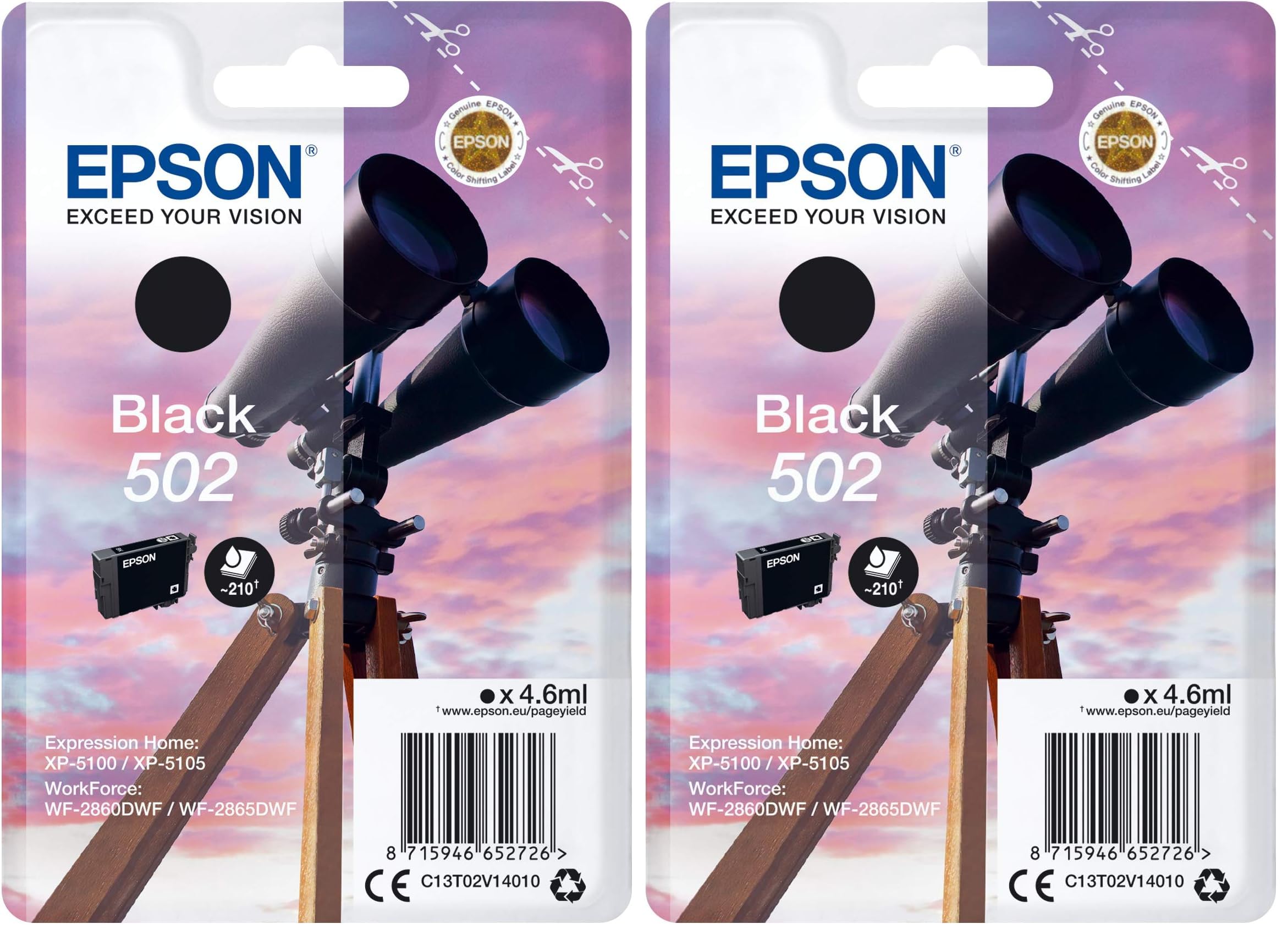 Epson Singlepack Black 502 Ink (Confezione da 2)