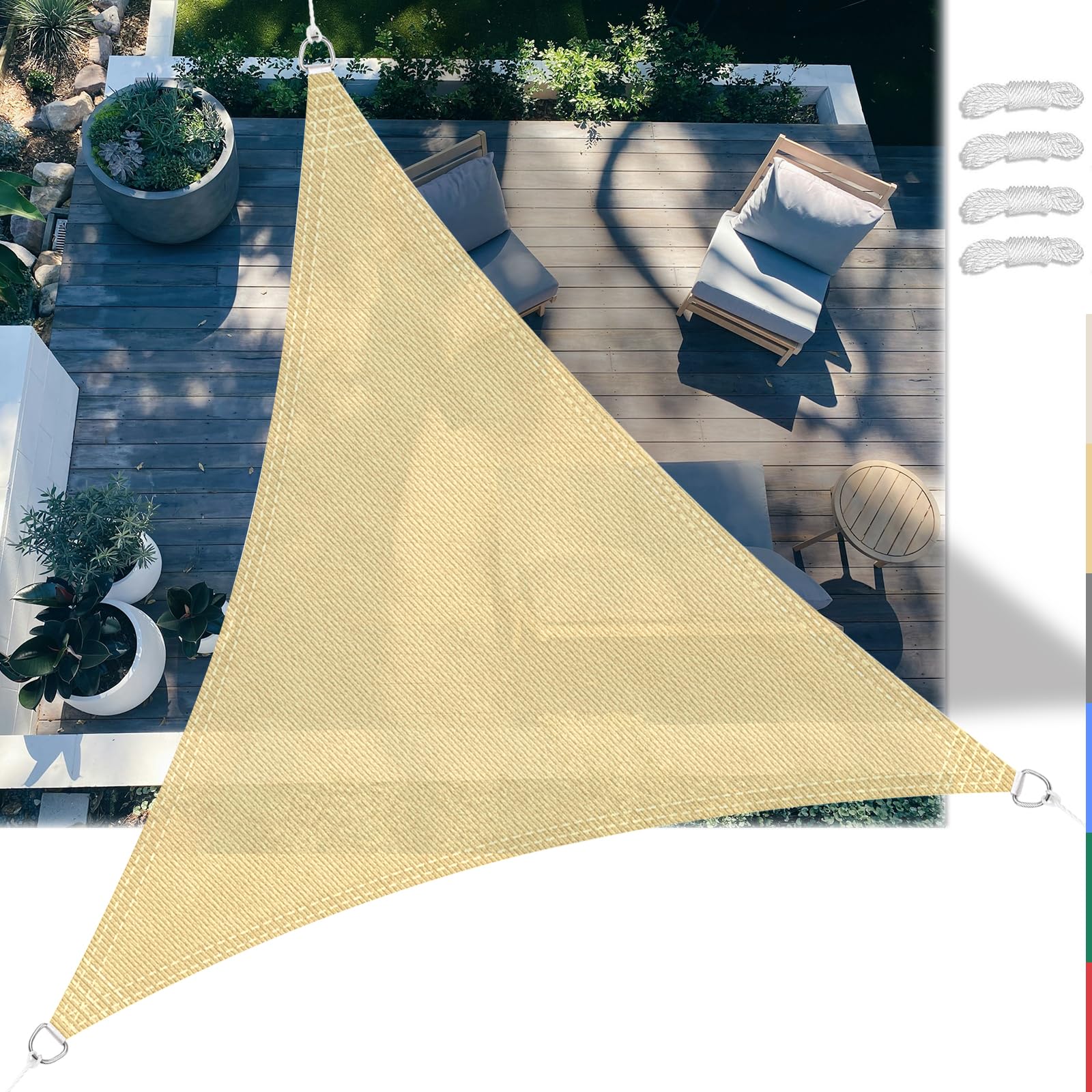 Voile d'ombrage triangulaire 5m pour sublimer la terrasse et le jardin