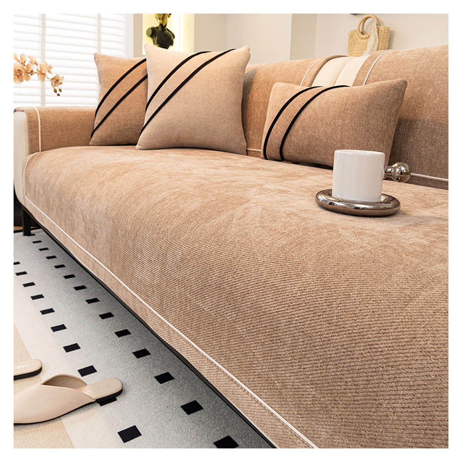 REXVSENL Chenille Furniture Protector Cover Washable Pet Sofa Cover for Dogs Anti Scratch Slipcover Durable Couch Cushion Protector for Living Room Sectional Sofa