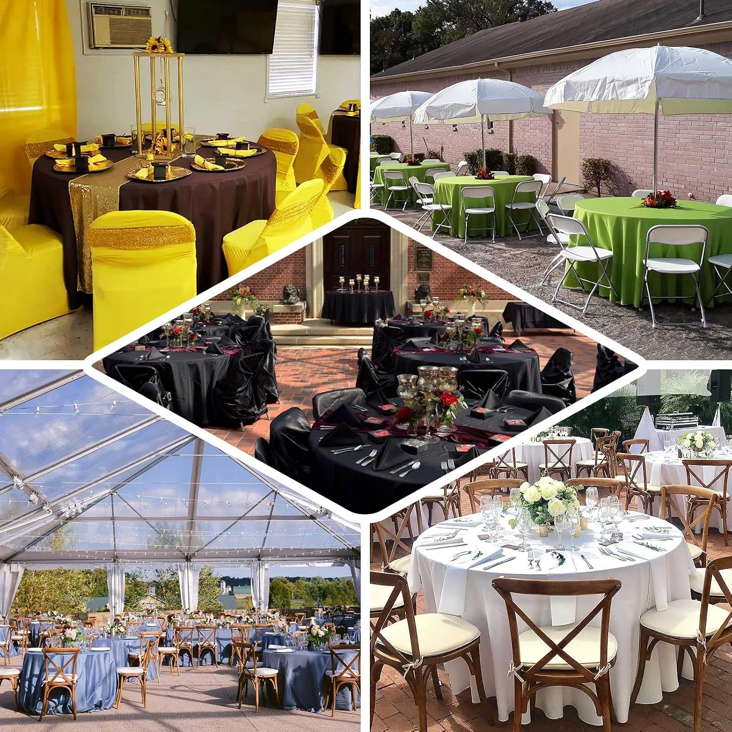 Efavormart 120" Wholesale Round Tablecloth Polyester Round Table Linens for Wedding Party Banquet Restaurant - White