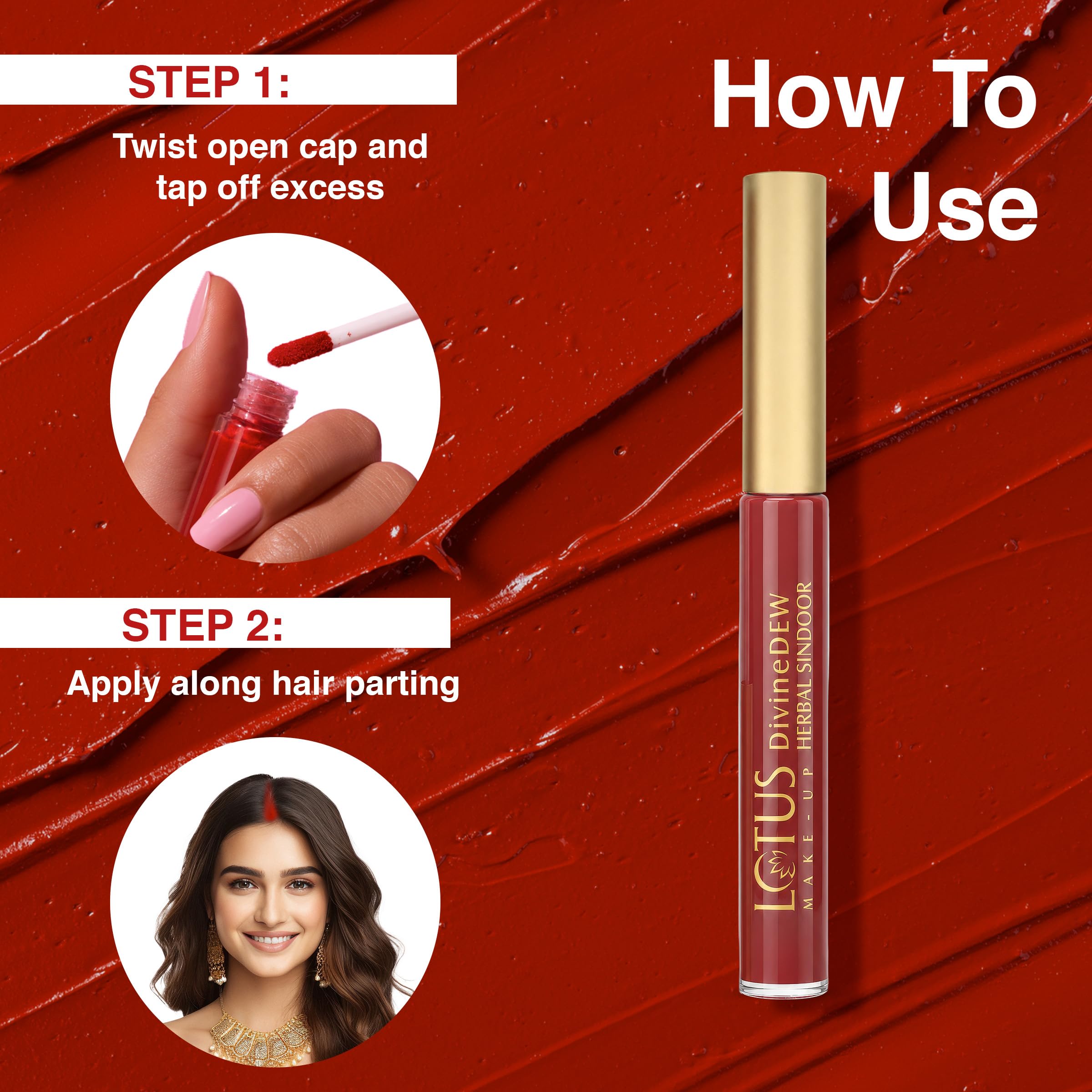 Lotus Make-Up Divine Dew Herbal Sindoor Rosy Blush | Waterproof | Long-Lasting, Smudge-Proof & Fade-Proof | Sponge Tip Applicator | Botanical Extracts | Mercury Free | Travel Friendly | Maroon | 5.4 ml 3