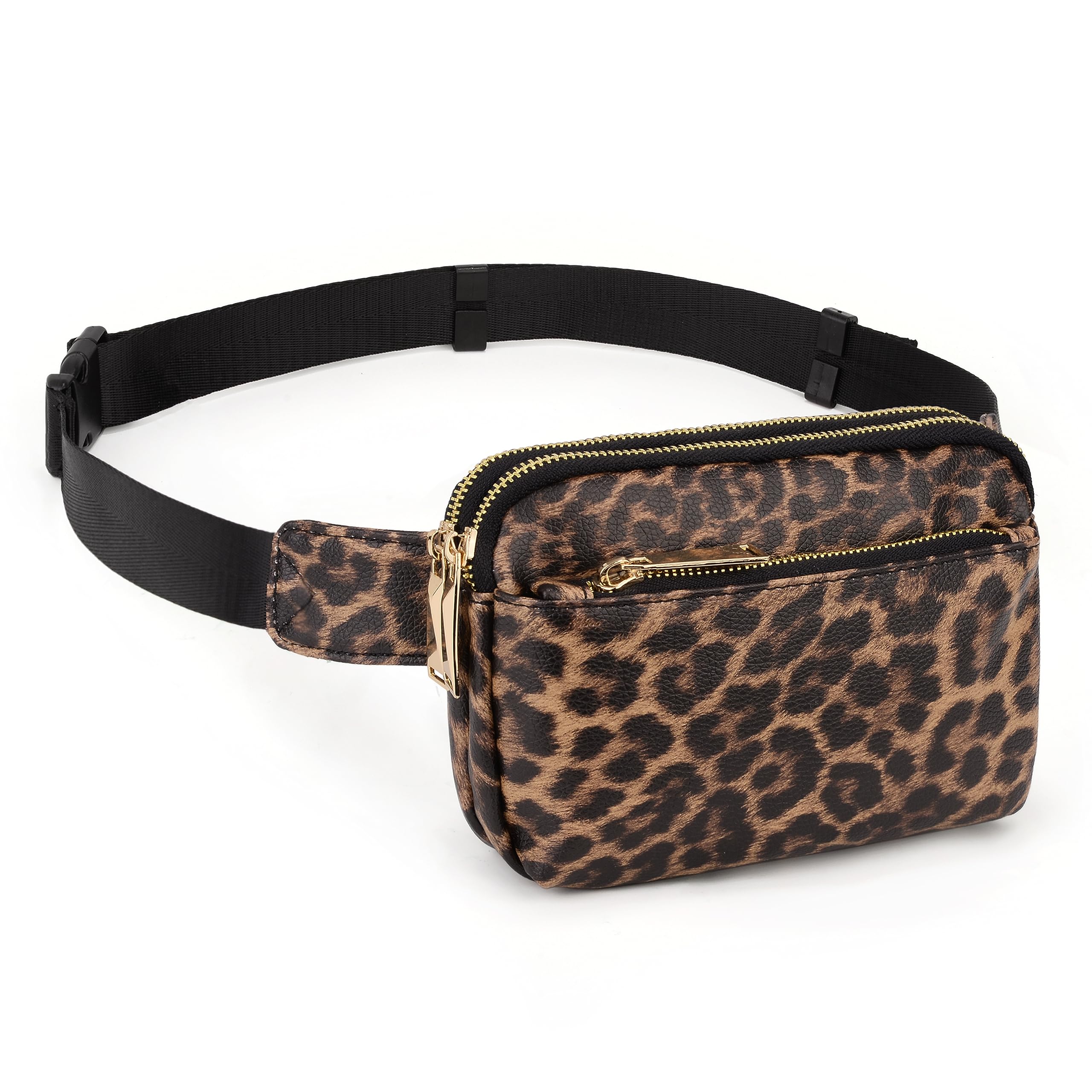 Waist Pack Fanny Pack for Men&Women Waterproof Nylon Fashion Slim Lightweight Waist Pack Bag with 3 Zipper Pockets