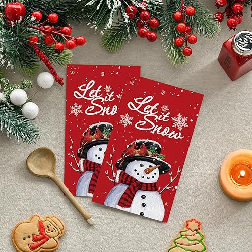 Miniatura 2 de Horaldaily 100 servilletas decorativas de papel desechables de Navidad, muñeco de nieve rojo para fiesta, almuerzo, cena, cocina, baño, Navidad