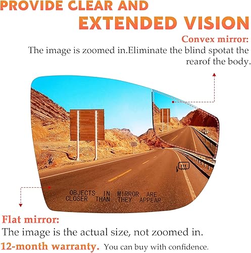 Miniatura 4 de Espejo convexo calentado lado derecho del pasajero para Ford Focus 2012 2013 2014 2015 2016 2017 2018 reemplazo de visión trasera CM5Z-17K707-G