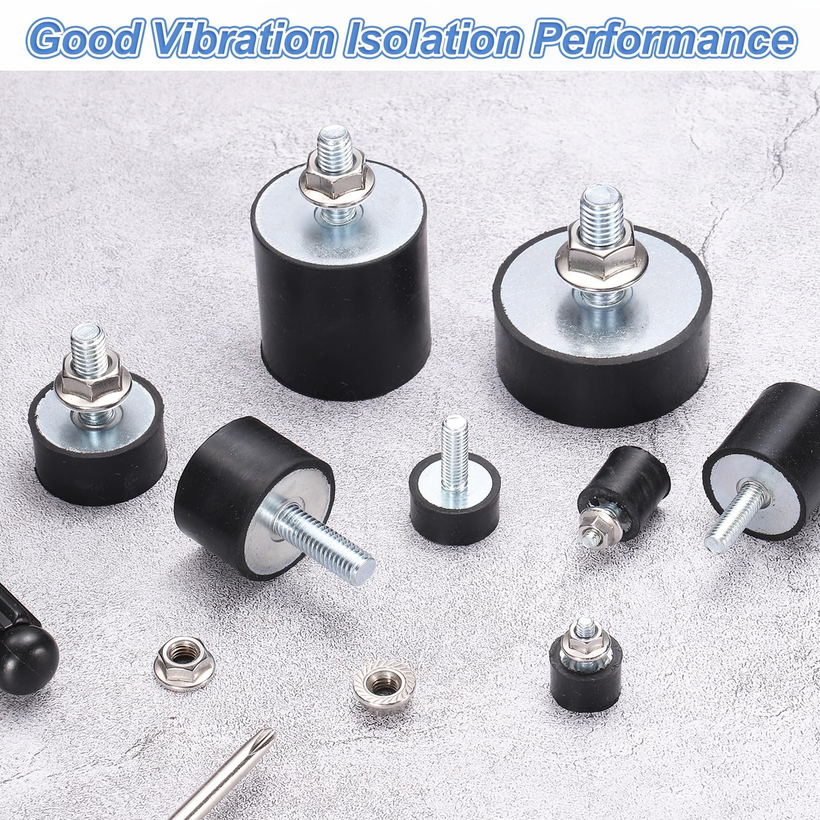 QUARKZMAN 4Pcs Supports En Caoutchouc Filetés M8, Isolateurs De Vibrations, Amortisseurs Cylindriques Avec Goujons 30 x 30mm Avec Écrous Anti-Dérapants