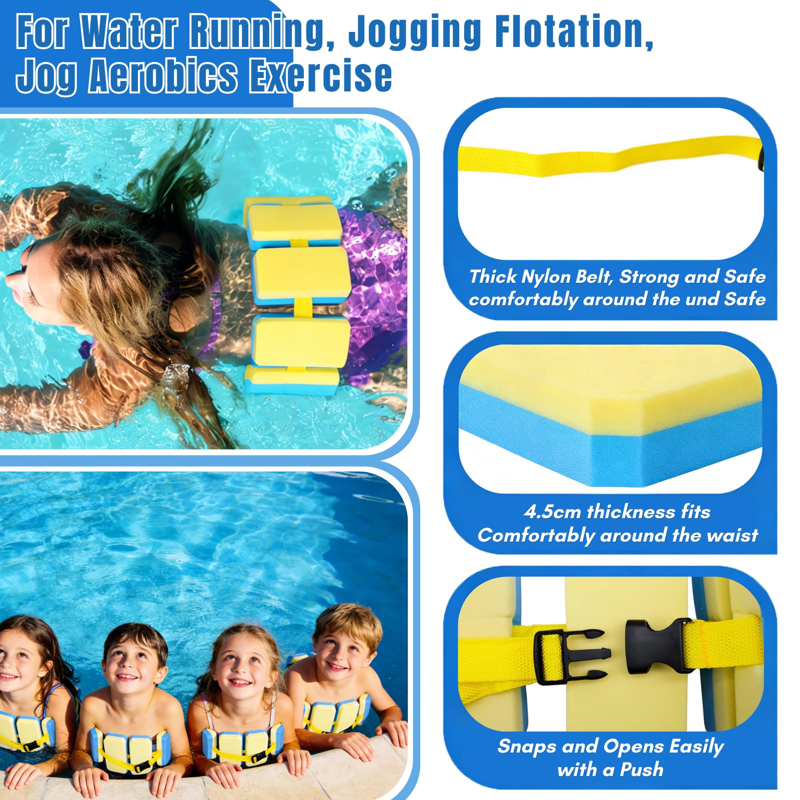 Schwimmgürtel, Verstellbare Schwimmhilfe mit 5 Blockelementen & Sicherheitsverschluss, Schwimmtrainer geeignet für 14-40 kg, Schwimmgurt für Anfänger, Ideal für Pool, See & Urlaub