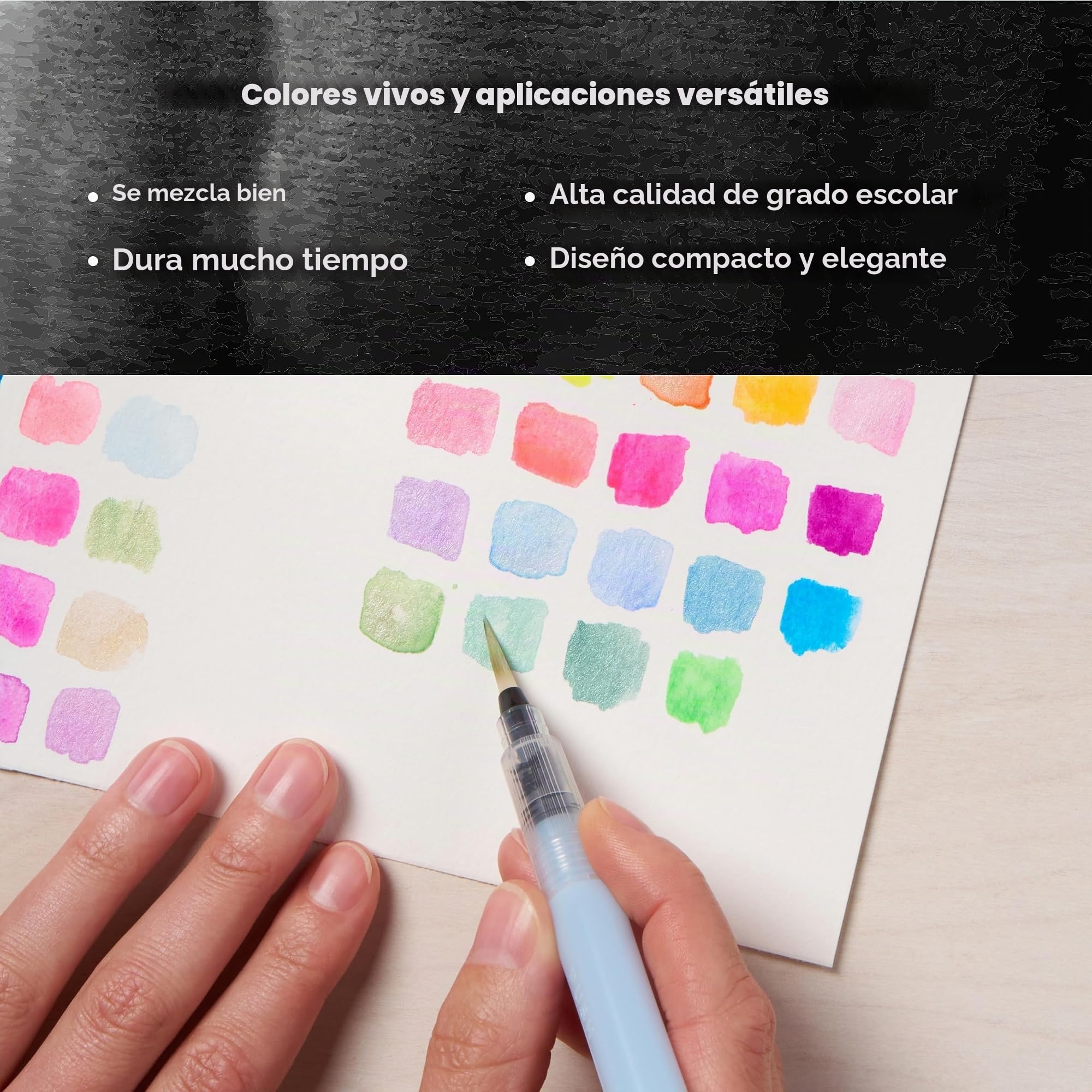 SAKURA Koi Acuarela Caja de Bolsillo con Medio Iridiscente | Set con 24 Colores, Paleta, Esponja y Pincel de Agua