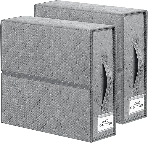 Organizador de sábanas y almacenamiento de 2 unidades (tamaño Queen o King), contenedores de almacenamiento plegables, organizadores de armario y