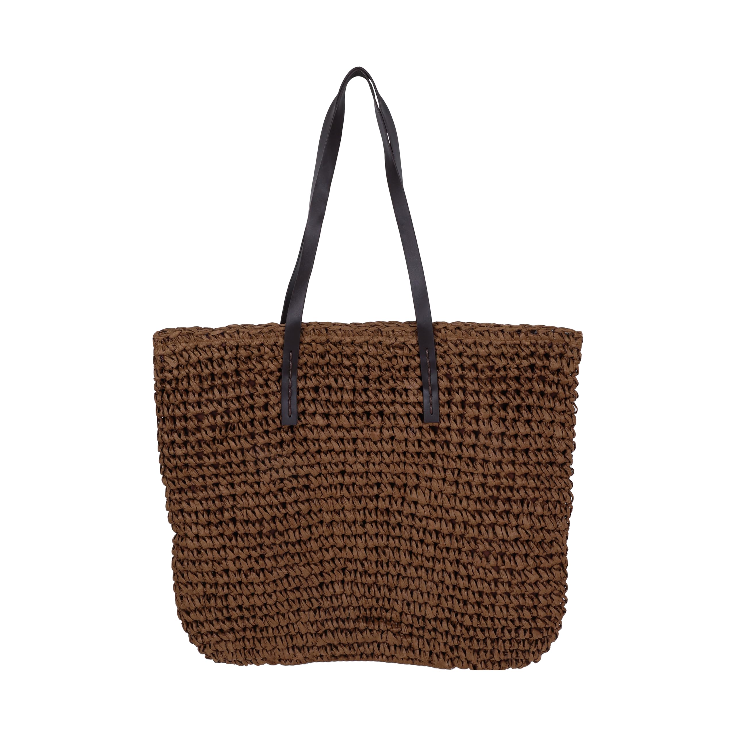 DENOVA stylish Rafia Handbag, Chocolate Brown tote, travel friendly, ideal for shopping, outing for women and girls