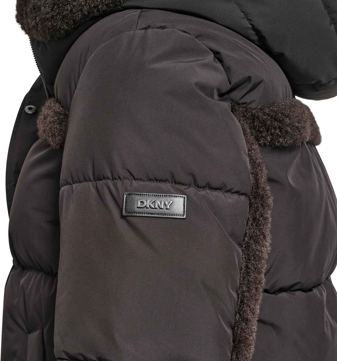 DKNY womens Short Puffer Coat With Hood and Faux Fur Trim – Quilted Winter Jacket - Image 6