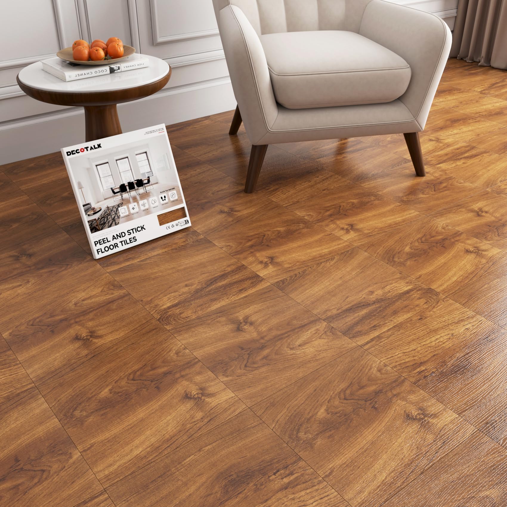 Decotalk Pavimento PVC Adesivo Effetto Legno Per Bagno 30 Pezzi 30X30cm Spessore 1,66 mm 2.7m² Pavimento Adesivo Legno Naturale Impermeabile Piastrelle Adesive Pavimenti Cucina Mattonelle PVC