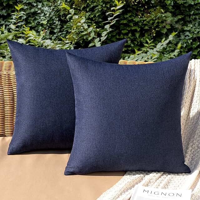 MIULEE Pack of 2 Decorative Outdoor Solid Waterproof Throw Pillow Covers...
