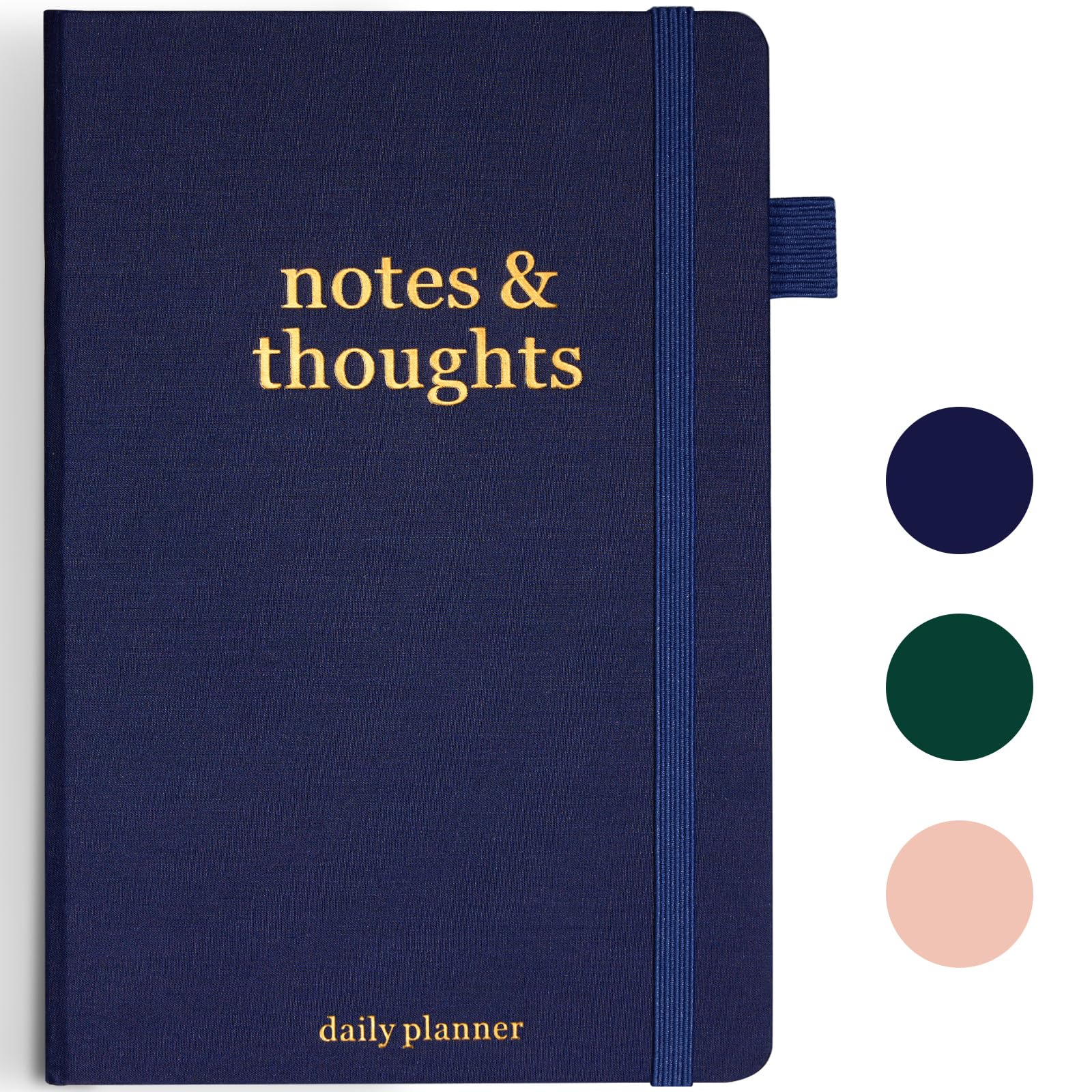 JUBTIC Daily Planner and Notebook with Hourly Schedule -To-do List, Undated Work Planner to Organizer Your Schedule and Tasks - School and Office Supplies for Men and Women, Hardcover, A5, Navy Blue