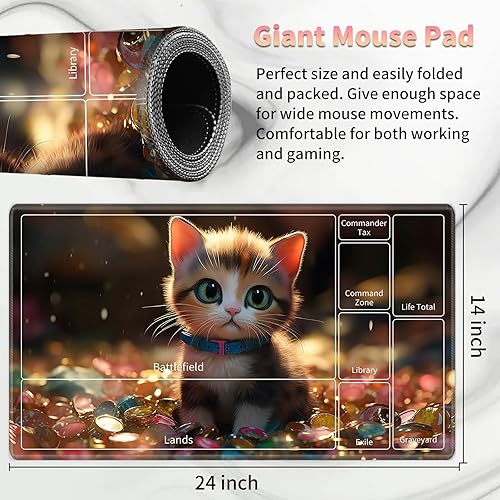 Miniatura 2 de Tapete de juego para MTG, tapete de juego de cartas, base de goma antideslizante y cosido, tapete de juego TCG de 24 x 14 pulgadas para MTG y otros