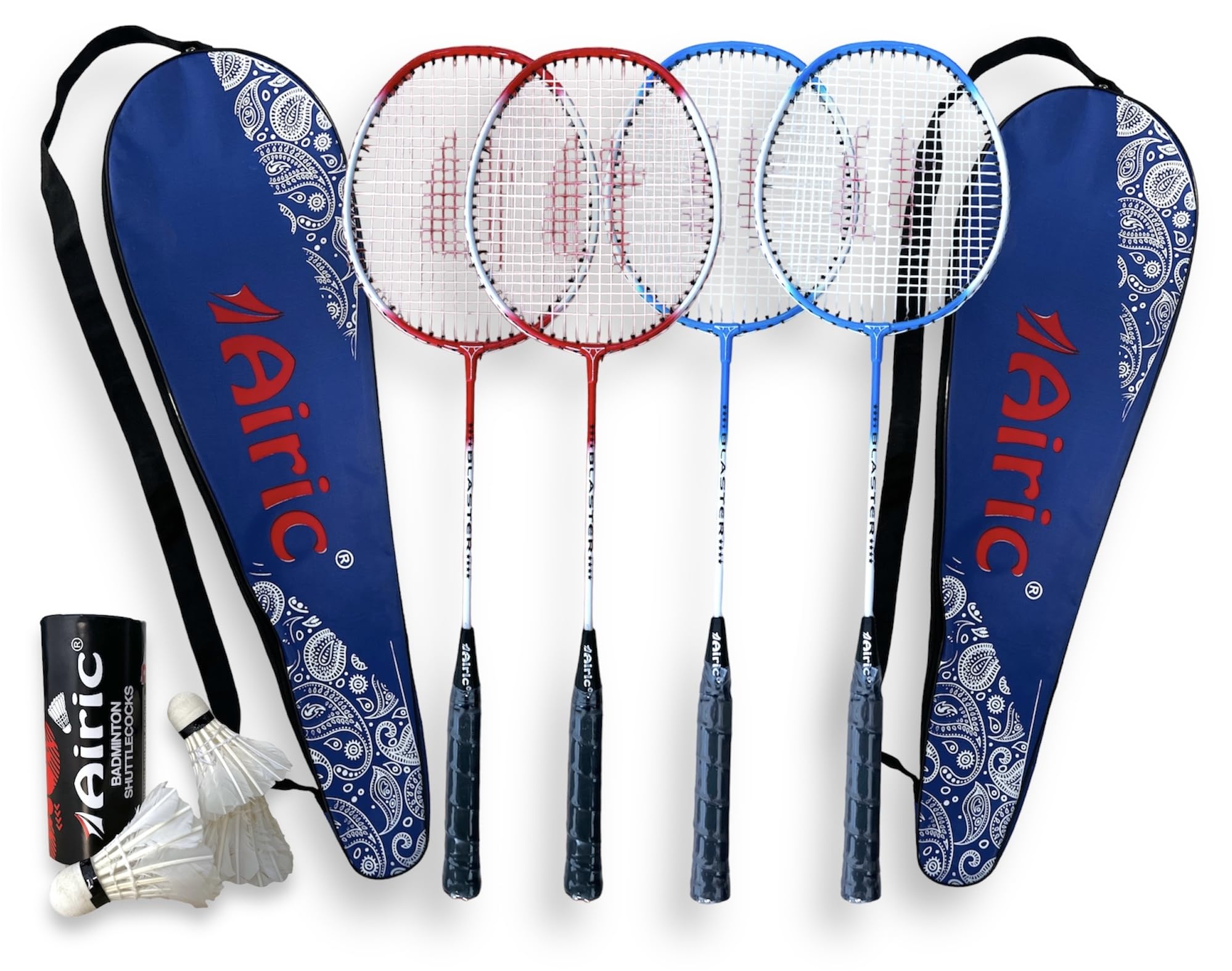 Airic Isometric Blaster Staunch with 3 Feather Shuttles and Cover Badminton Kit (Multicolor)-picture-9