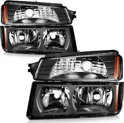 cciyu Conjunto de faros delanteros para Chevy Avalanche 1500/2500 2002-2006 con revestimiento de carrocería modelo solo carcasa negra reflector