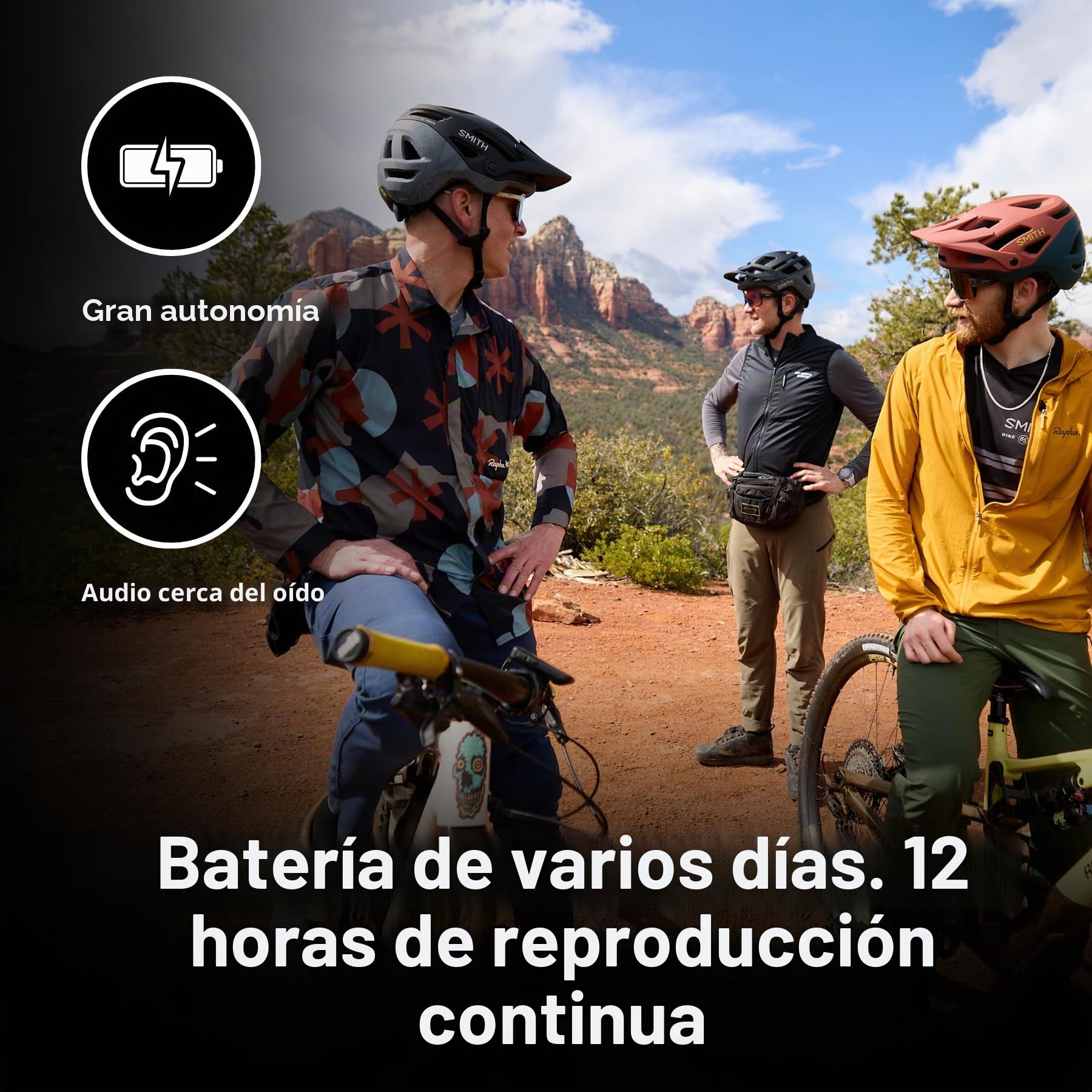 Aleck Punks Auriculares Inalámbricos Bluetooth para Casco de Bicicleta – Audio Premium de Oreja Abierta, Función de Manos Libres, 2 Botones, Compatible con Todos los Cascos Abiertos – Ideal para