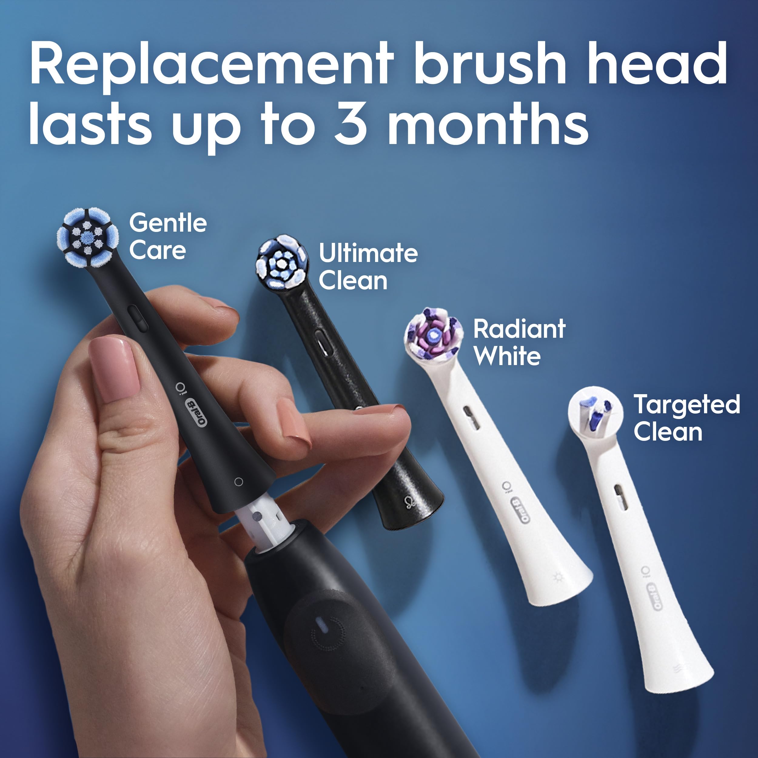 Oral-B iO Cepillo de dientes eléctrico, serie 2, recargable, azul oscuro con 1 cabezal de cepillo de cuidado suave, sensor de presión automático para proteger las encías, 3 modos, temporizador de 2