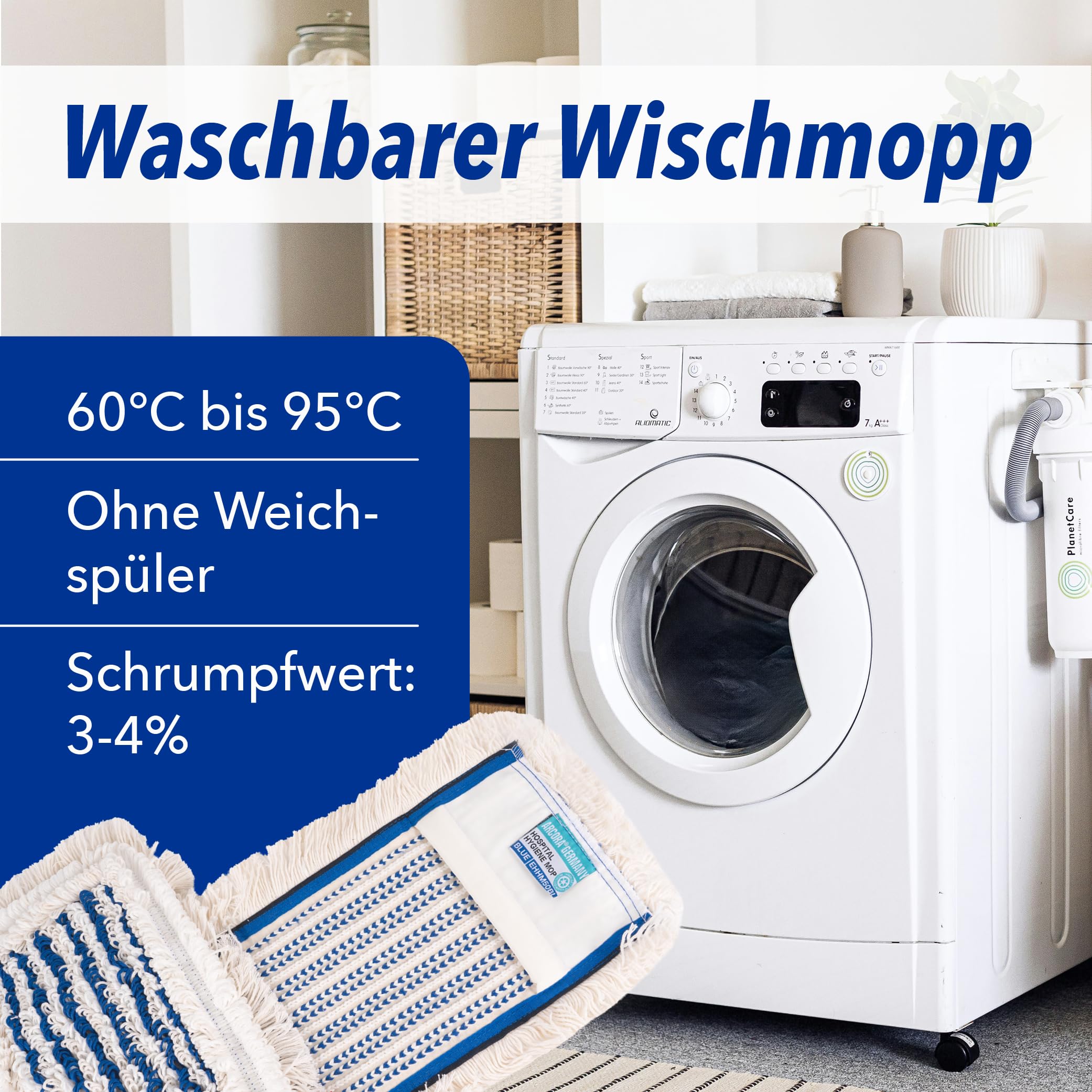 G.I.V. 5X Hospital Hygiene Mopp 40cm - Wischmopp Bezug für Klinik, Labor & Pflege, sehr saugstark - Ersatzbezug für Bodenwischer - für alle gängigen Klapphalter & für Trocken & Nassreinigung (5X)