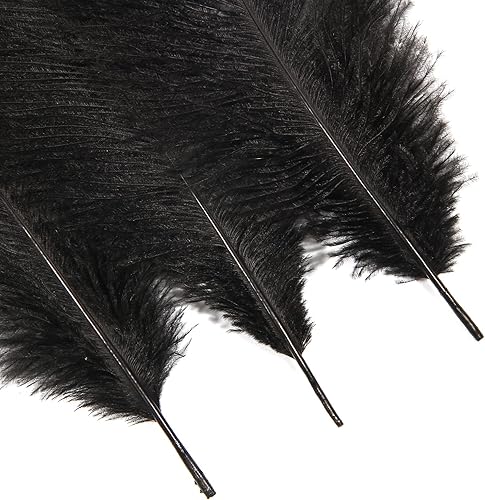Miniatura 4 de 10 plumas de avestruz negro natural de 16-18 pulgadas 15.7-17.7 in para centros de mesa de fiesta de boda, decoración del hogar de Pascua