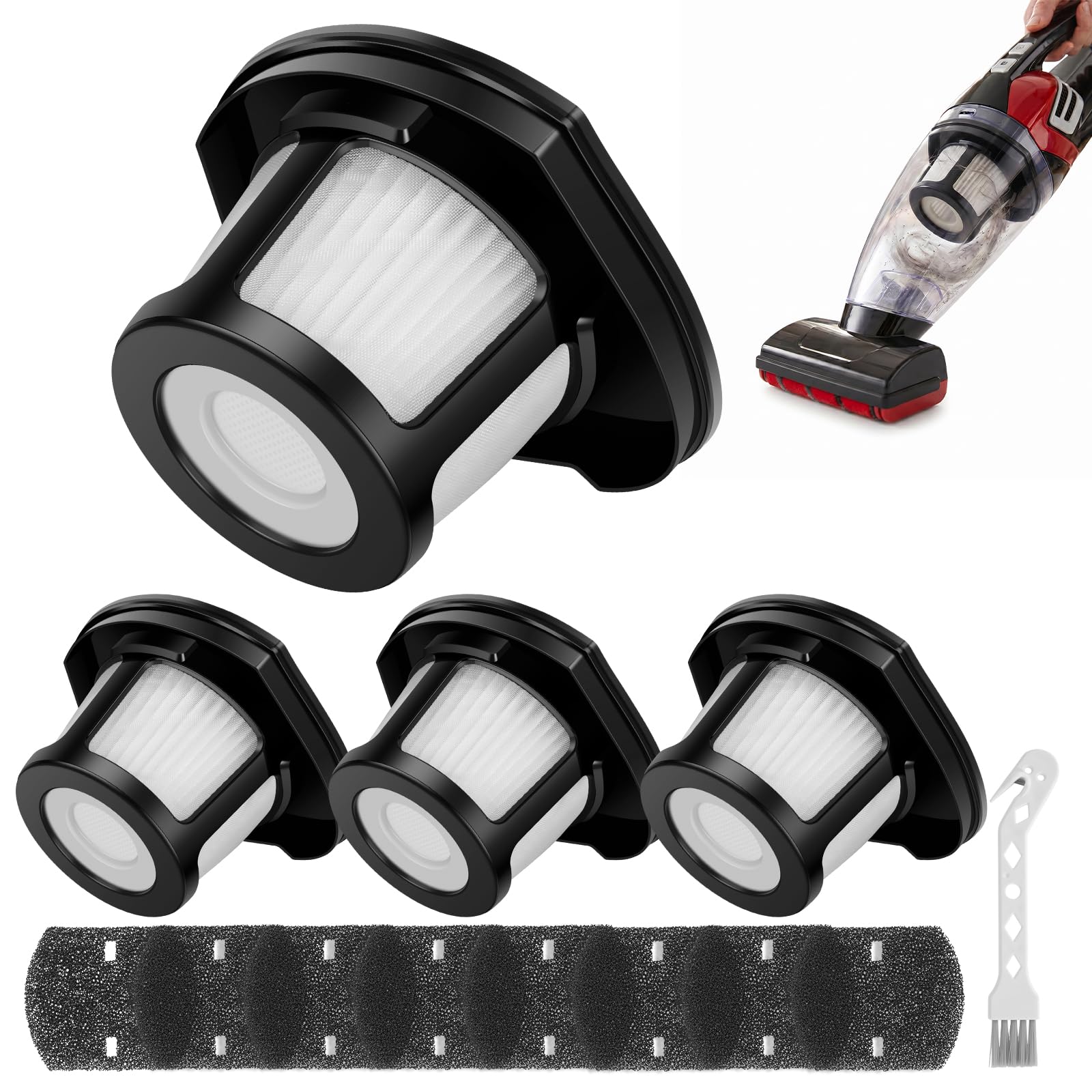 LuLobtg Vacuum Filter Replacement Kit for Bissell Pet Hair Eraser 2284W 2390A 2390 2389 2579, Washable & Reusable Plastic Filters, Replaces Part 1614212, 1614203, 1614204
