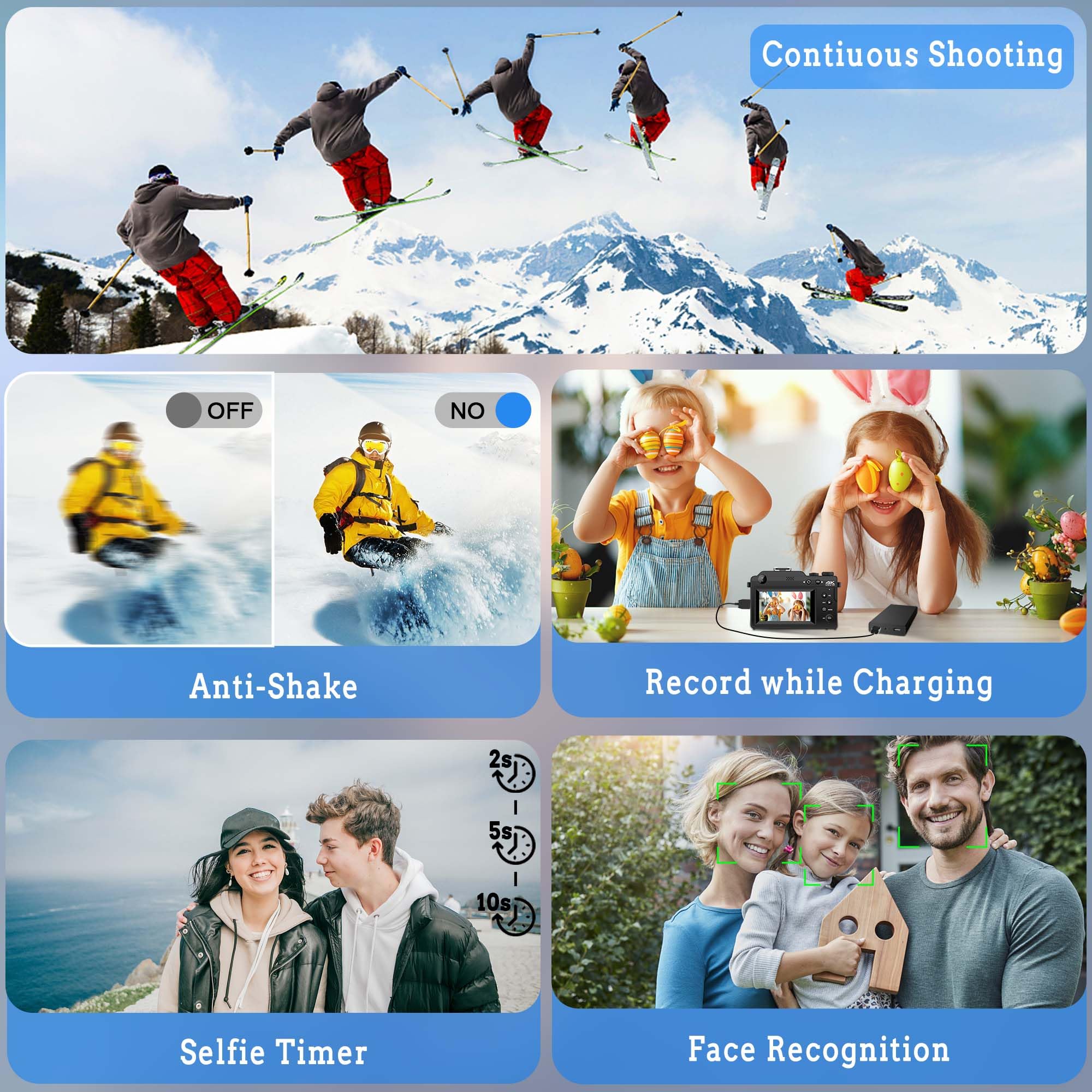 Fotocamera digitale 4K con due lenti: fotocamera da 48 MP, zoom 18x, fotocamera compatta da 3 pollici, fotocamera portatile con scheda da 32 GB, per adolescenti, principianti, bambini, colore nero