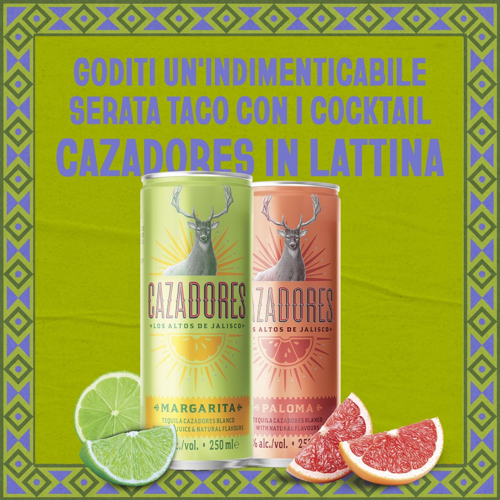 Cocktail Margarita CAZADORES pronto da bere, senza glutine e con aromi naturali, 5% ABV, 12 x 25cl / 250ml