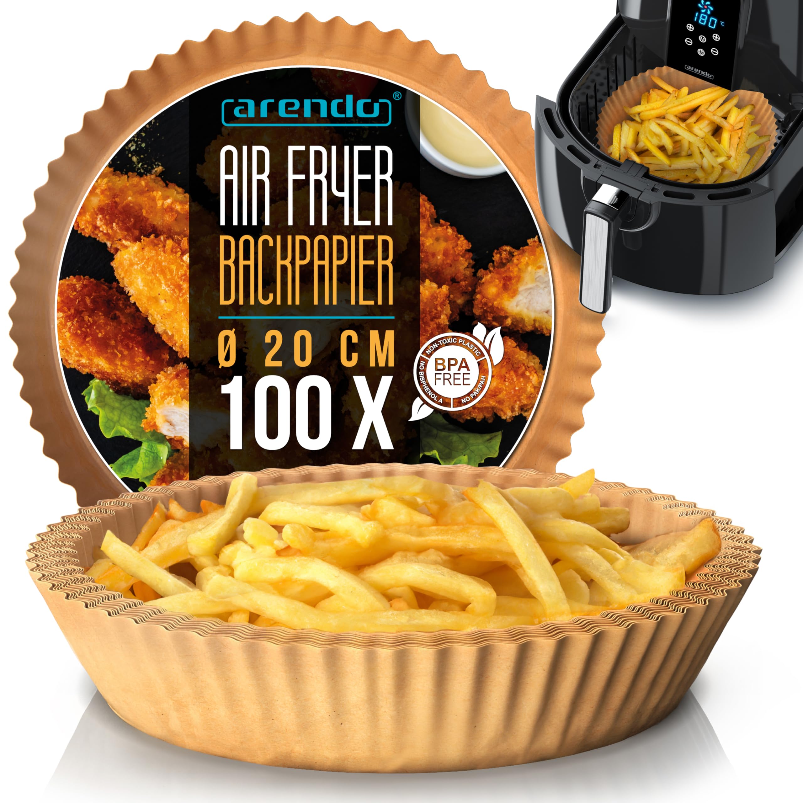 Arendo - Heißluftfritteuse 2 Kammern - XXL Dual Zone – 17 Liter – 2800 W – 2 Zonen – Touch Bedienfeld – mit Sichtfenster – Synch- und Match-Funktion – Doppelstöckig – 3D Umluftsystem