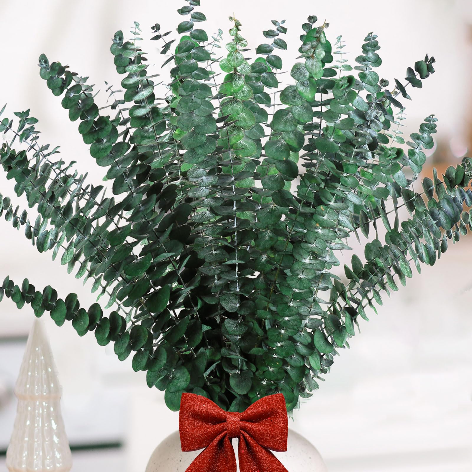 26 Pcs Large Dried Eucalyptus Stems - 17'' Real Preserved Eucalyptus Hanging for Shower Bathroom Decor, Natural Plants Greenery for Home SPA, Wedding, Party, Rustic Vase Filler
