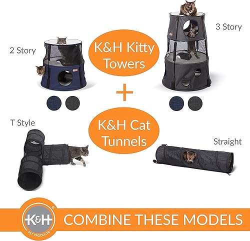 Miniatura 5 de K&H Pet Products Cat Tower - Condominio de árbol para gatos de interior, moderna y bonita cama hamaca para gatos, centro de actividades para gatitos