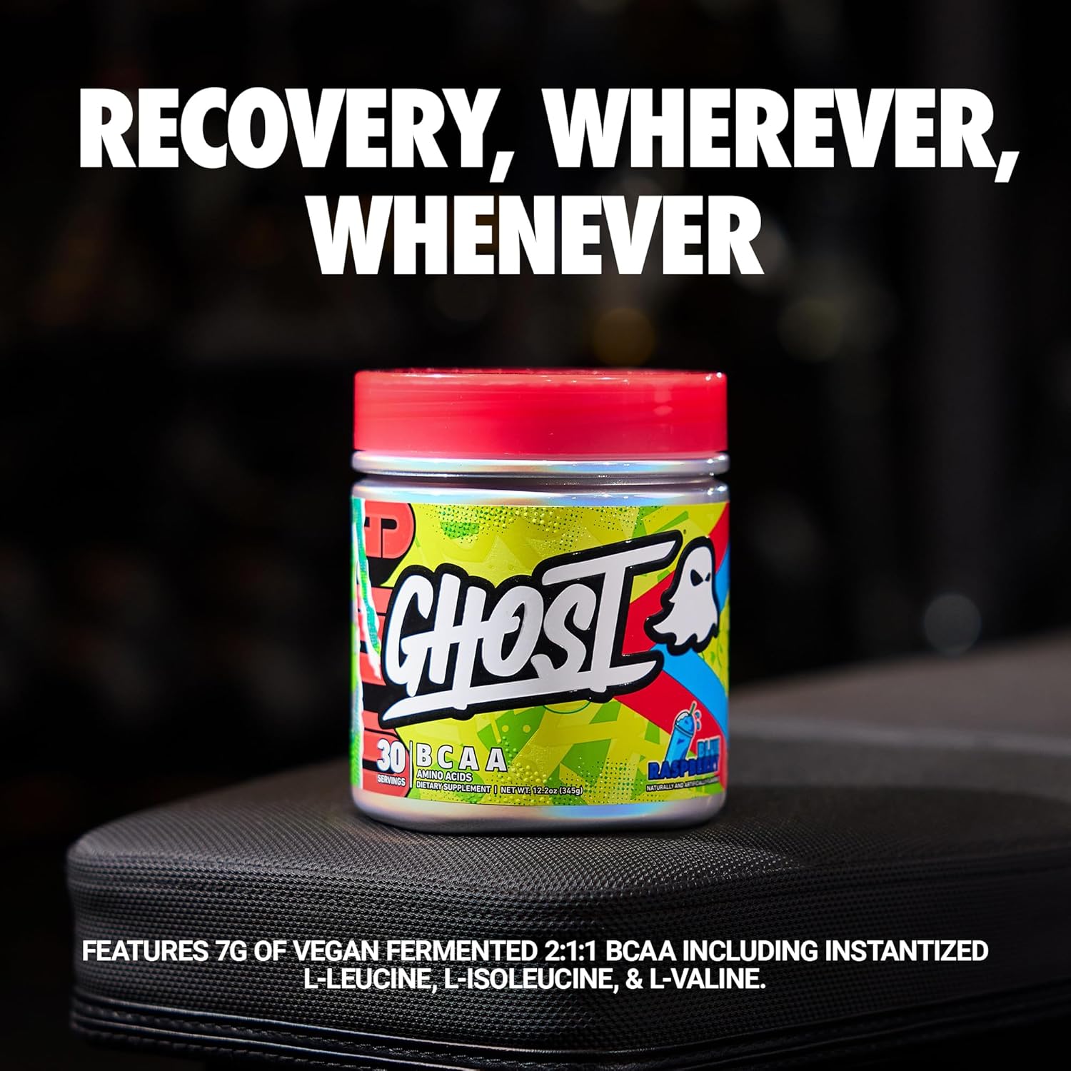 GHOST BCAA Powder Amino Acids Supplement, Blue Raspberry - 30 Servings - Sugar-Free Intra, Post & Pre Workout Amino Powder & Recovery Drink, 7G BCAA - Image 2