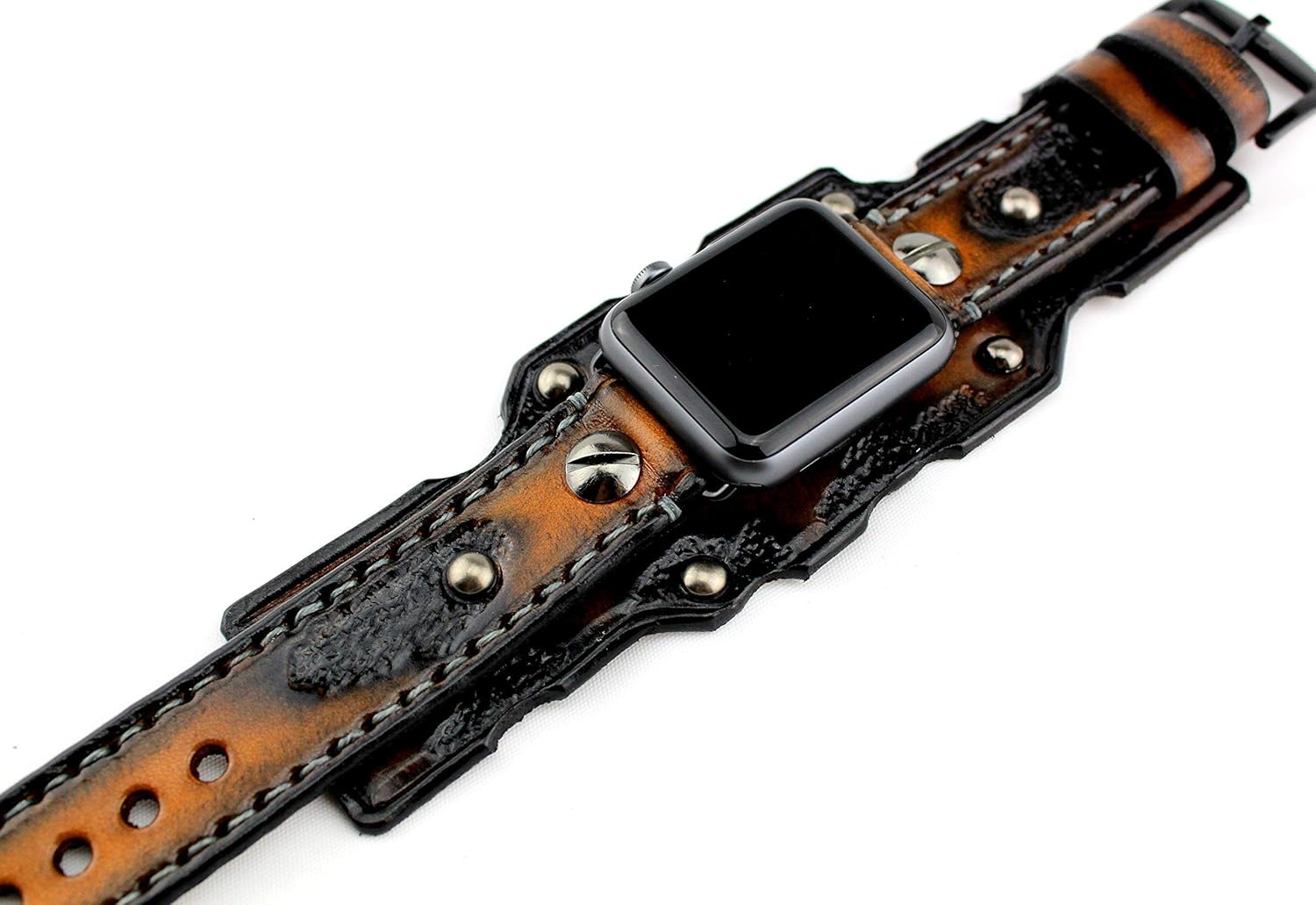 Leather Apple Watch Cuff, Custom Apple Watch Band, Apple Watch Band 42mm, 45mm, 44mm, 38mm 40mm, ULTRA Apple watch band, Series 1-10, Apple Band