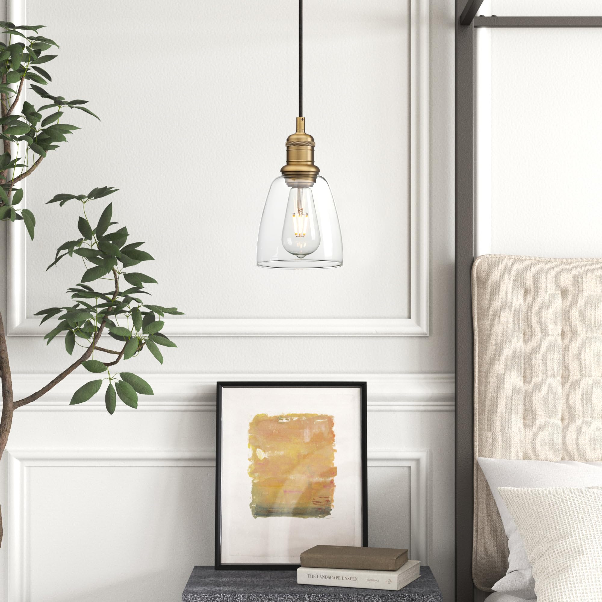 JIMUBEAM Industrial Glass Ceiling Pendant Light, Retro Loft Bar Hanging Lamp Fixture for Kitchen Island Dining Room - Image 4