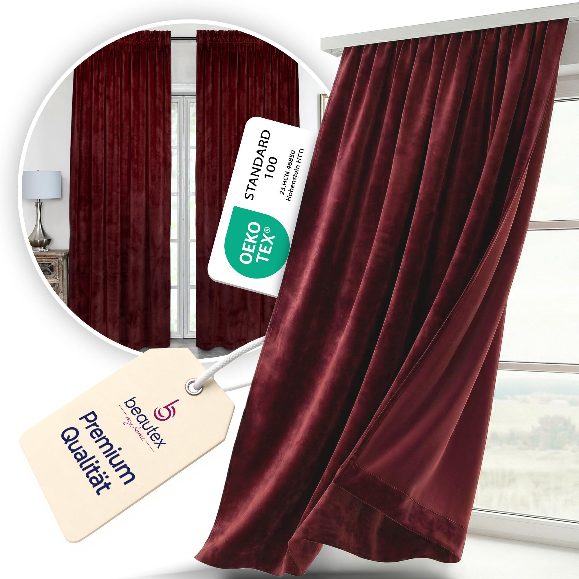 BEAUTEX Tenda oscurante in velluto con occhielli, opaca, 140 x 245 cm ( larghezza 140 cm, altezza 245 cm, grigio scuro