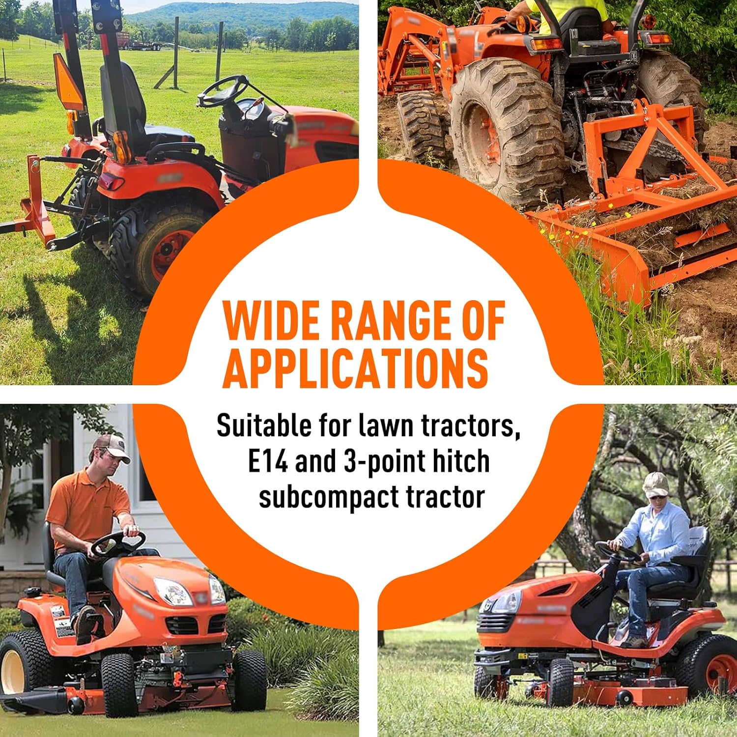 Sleeve Hitch Adapter for 2" Receiver Compatible with 3 Point Hitch Sub-Compact Tractor Steel Lawn Garden Farm Tractor Hitch Adapter