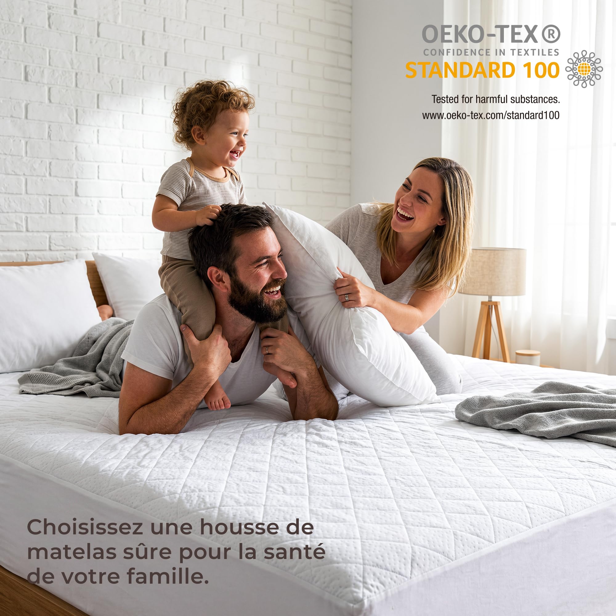 RECCI Protège Matelas 160 x 200 cm - 100% Fibre de Bambou, Ultra Doux, Hautement Respirant, Hypoallergénique, Silencieux, Drap Housse, Protège Matelas Imperméable, Couvre Matelas 160 x 200