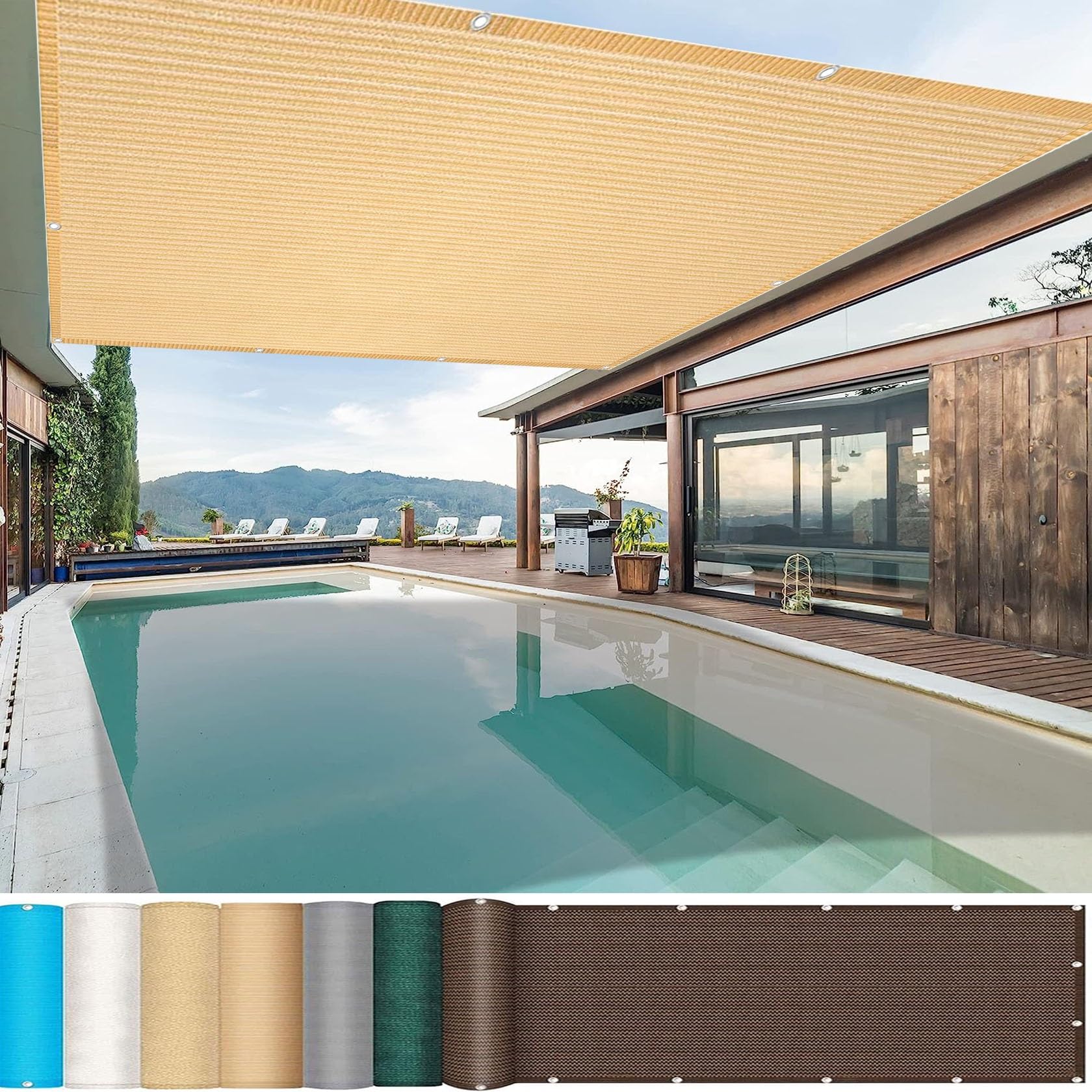 Voile d'ombrage pour créer de l'ombre sur une terrasse en tissu HDPE 5x6.5m